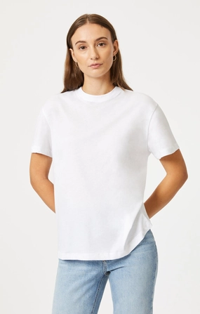 Stretchable Knit CREW NECK T-SHIRT IN WHITE