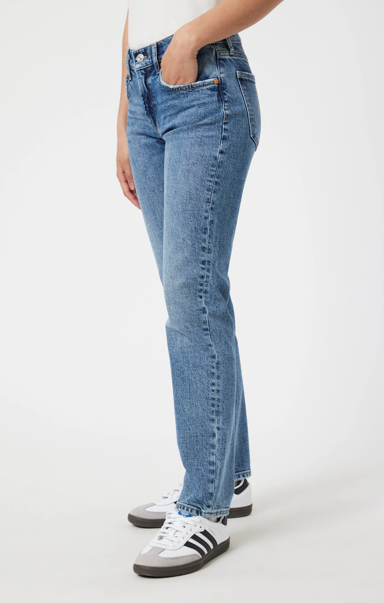 Pre Washed Denim All Time Basic MIRELLA STRAIGHT LEG IN MID BRUSHED CLASSIC BLUE