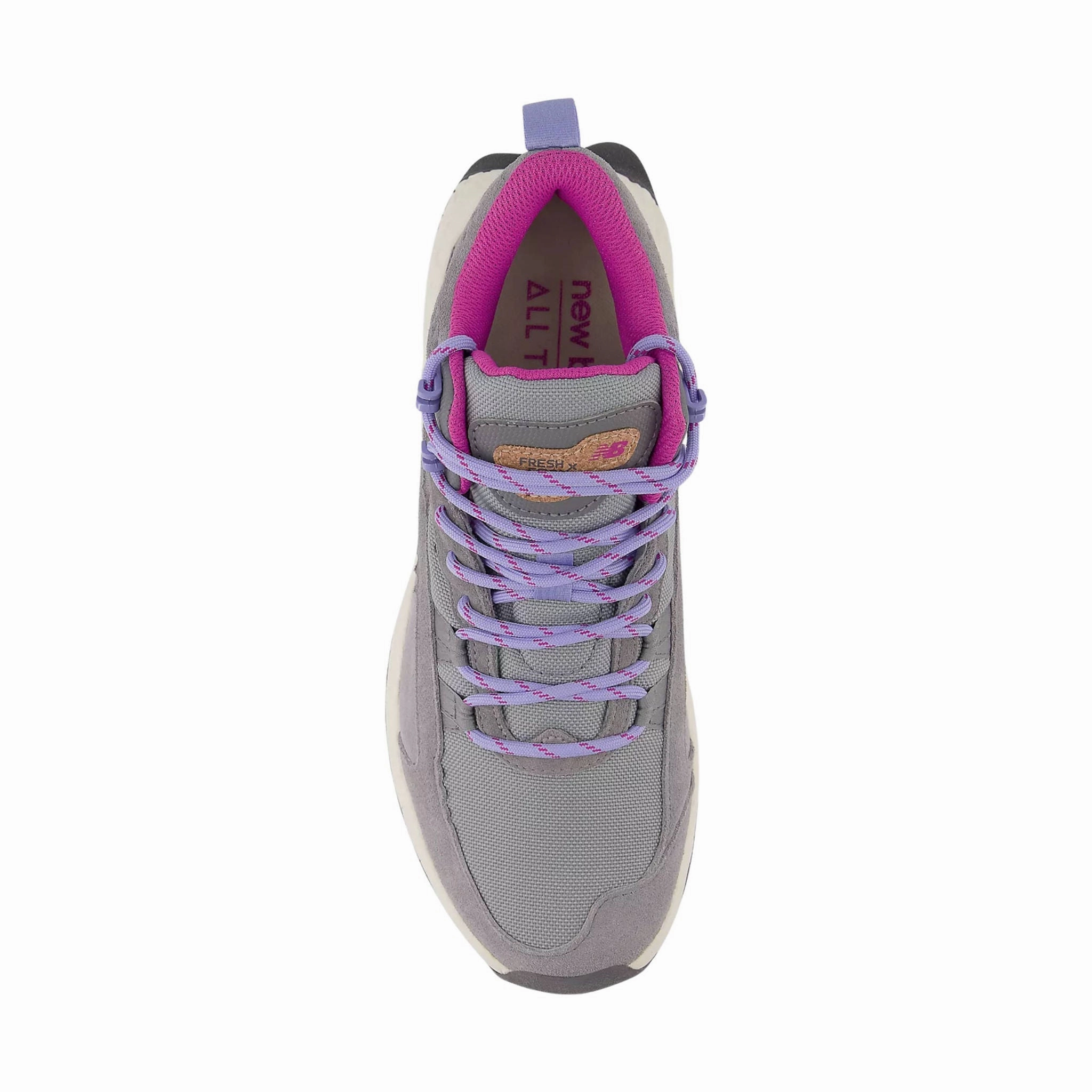 New Balance Women's Fresh Foam X Hierro Mid Gore-Tex Hiking Shoes - Steel with Castlerock and Magenta Bounce Support