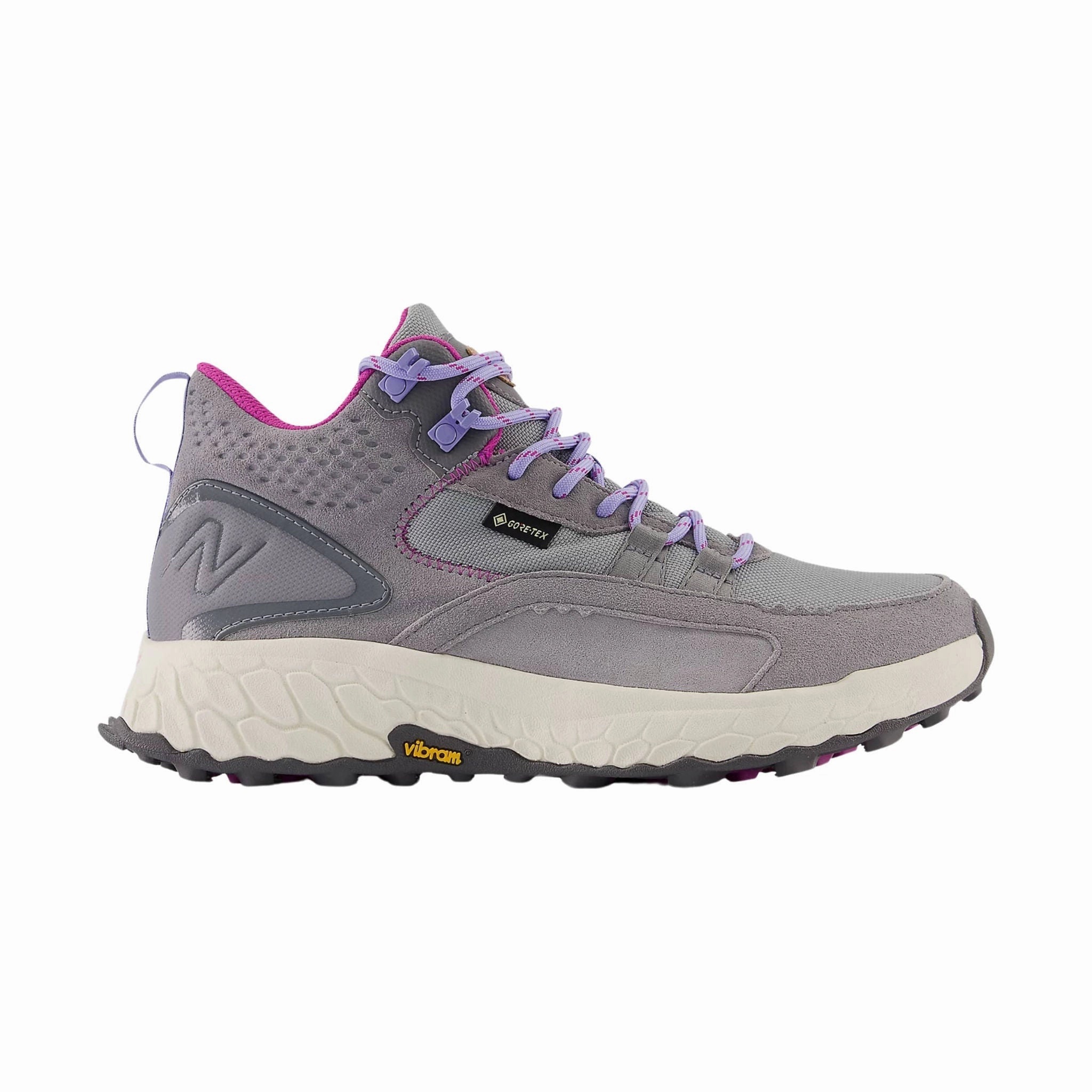 New Balance Women's Fresh Foam X Hierro Mid Gore-Tex Hiking Shoes - Steel with Castlerock and Magenta Padded materials Essential Look