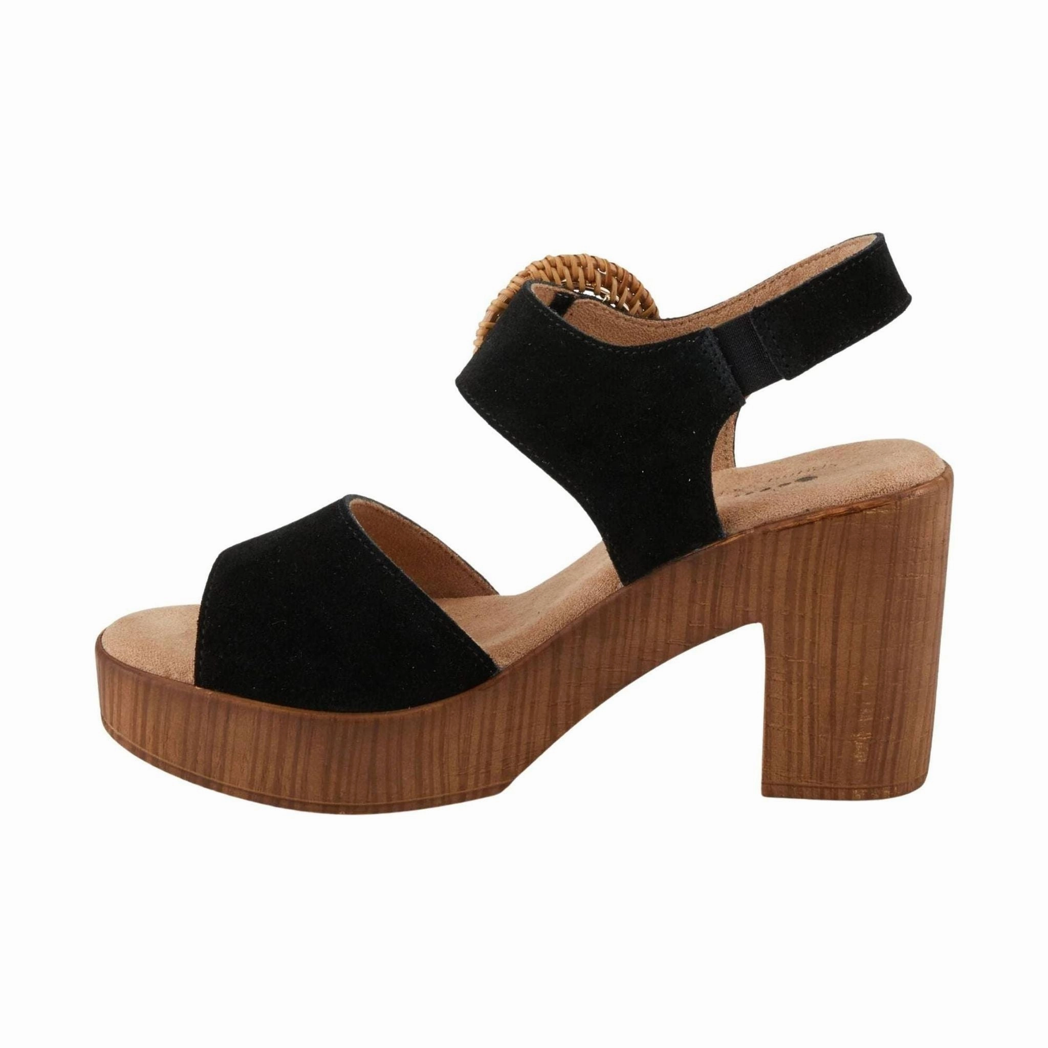 Spring Step Women's Gamona Sandals - Black Suede Neutral Color
