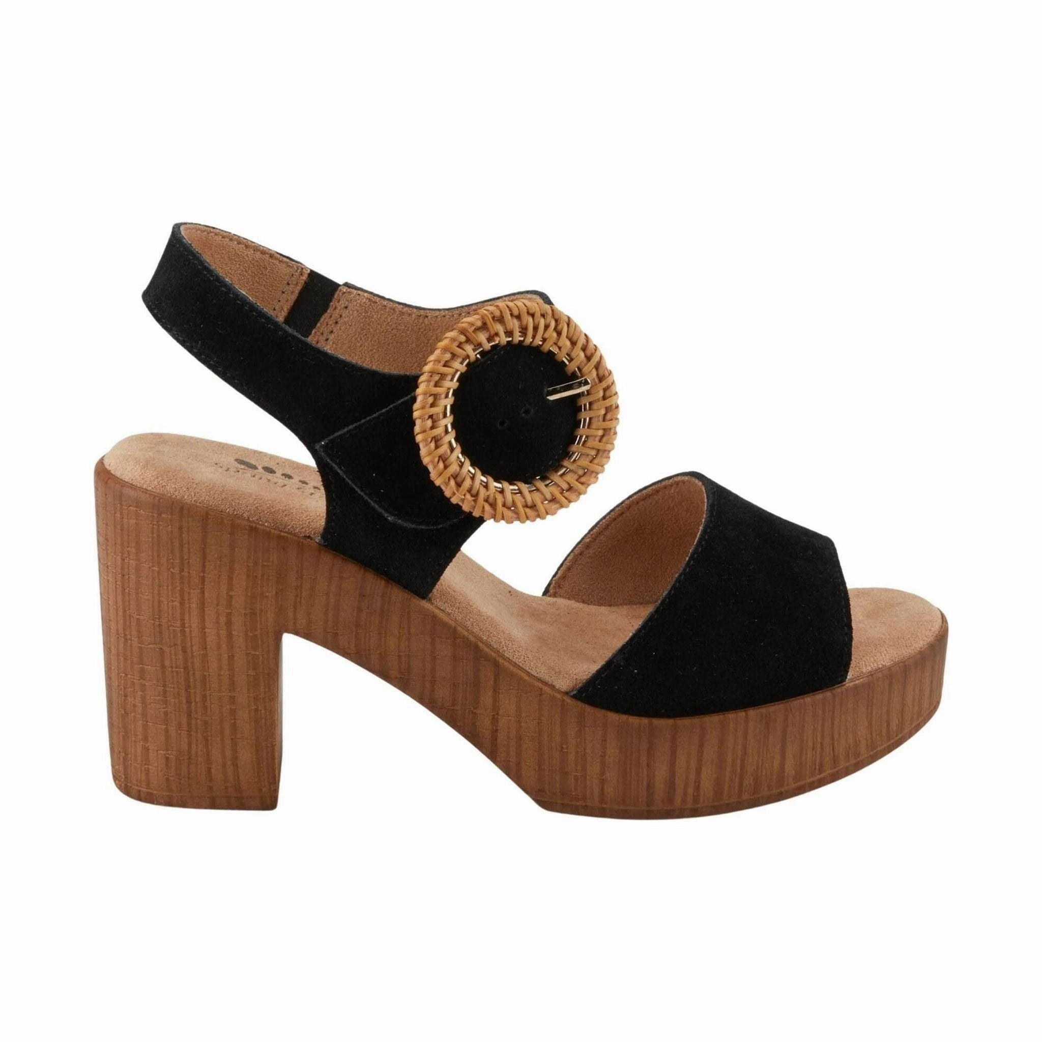 Spring Step Women's Gamona Sandals - Black Suede Multi Layer Cushioning