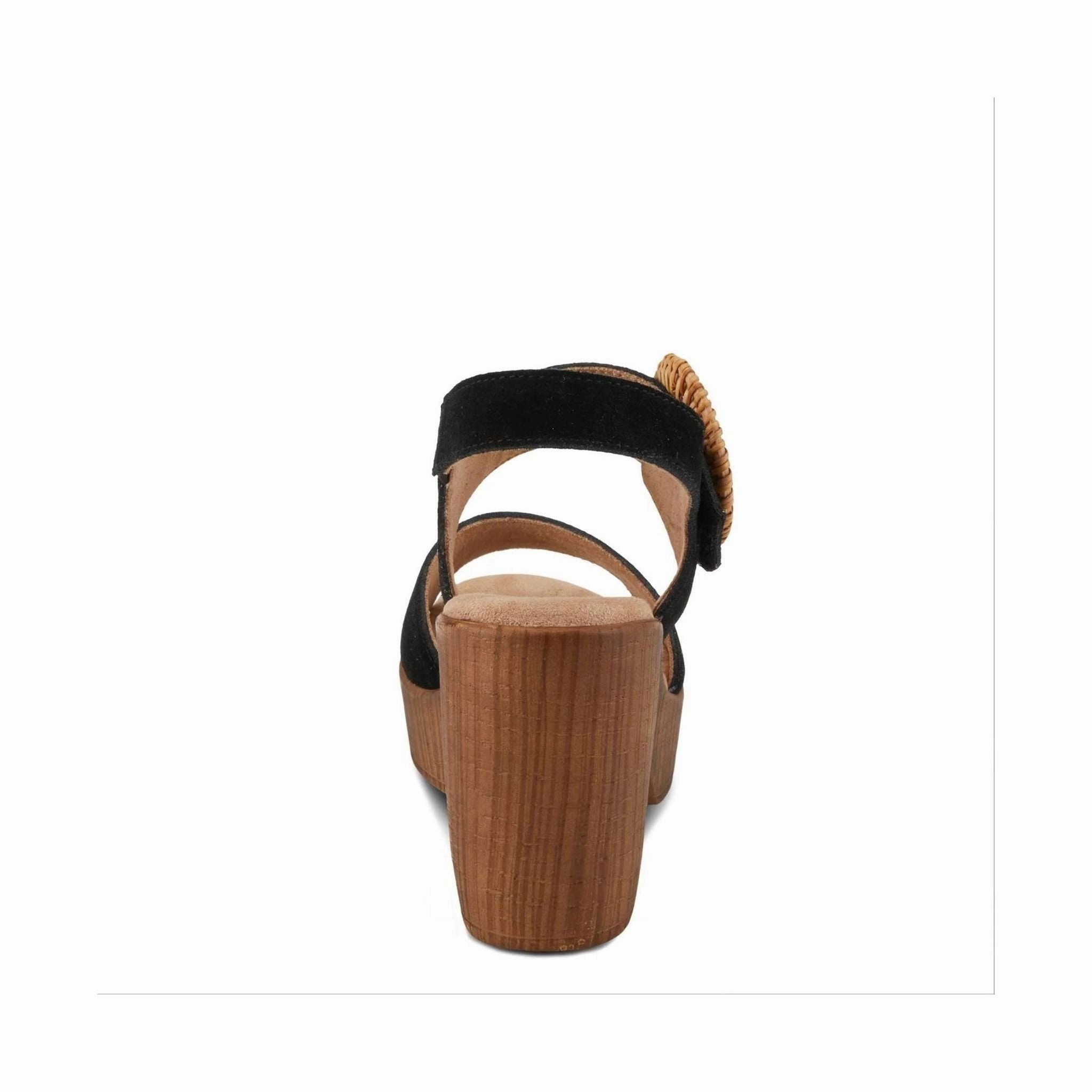 Spring Step Women's Gamona Sandals - Black Suede Secure fastening Easy Wear