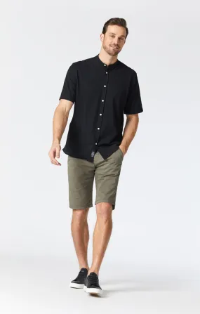 JACOB SHORTS IN DUSTY OLIVE SATEEN TWILL Sports Wear AdjustableDrawstring