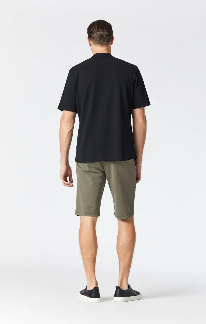 JACOB SHORTS IN DUSTY OLIVE SATEEN TWILL Ventilated Back Panels