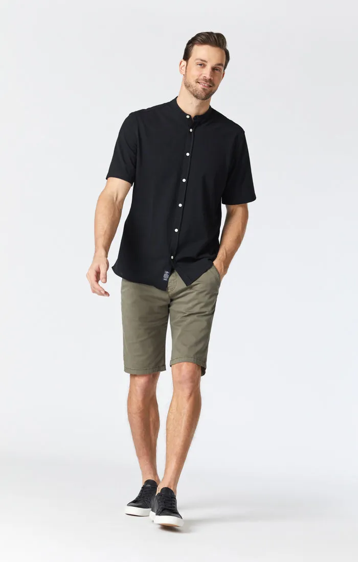 JACOB SHORTS IN DUSTY OLIVE SATEEN TWILL Sports Wear AdjustableDrawstring