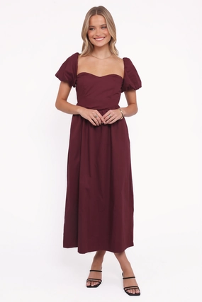 Remira Midi Dress - Cherry Comfortable Waistband Smart Casual