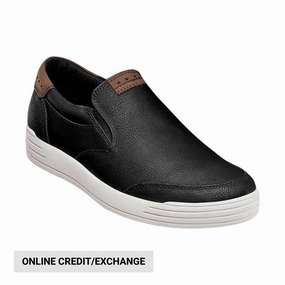 Nunn Bush Men's City Walk Slip On - Black Slip On Elastic Gusset Anti Fatigue Technology