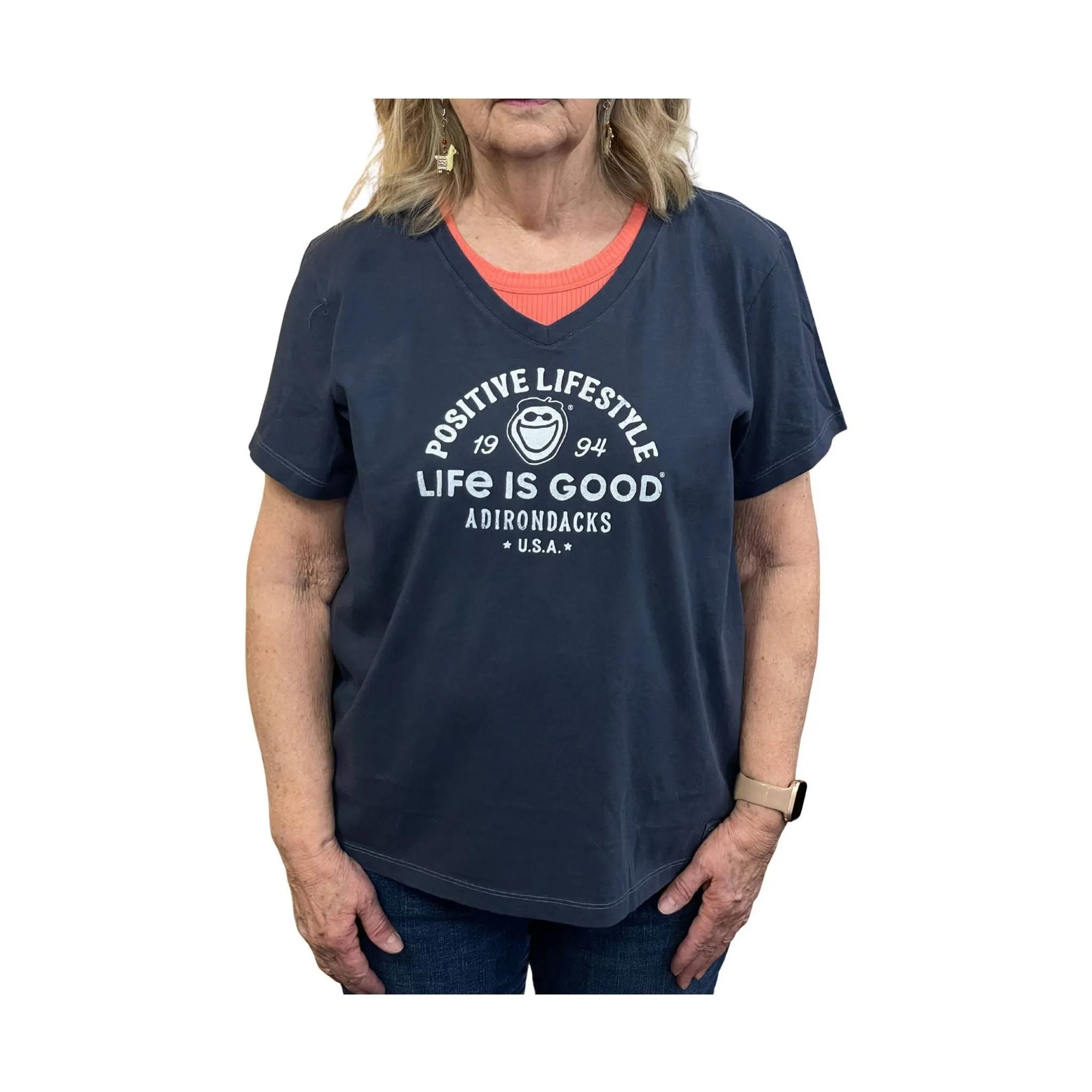 Life Is Good Women's Adirondacks Positive Tee - Darkest Blue casual top