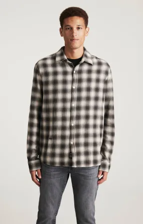 PLAID LONG SLEEVE BUTTON-UP SHIRT IN ASPHALT CHECK Comfort Fit
