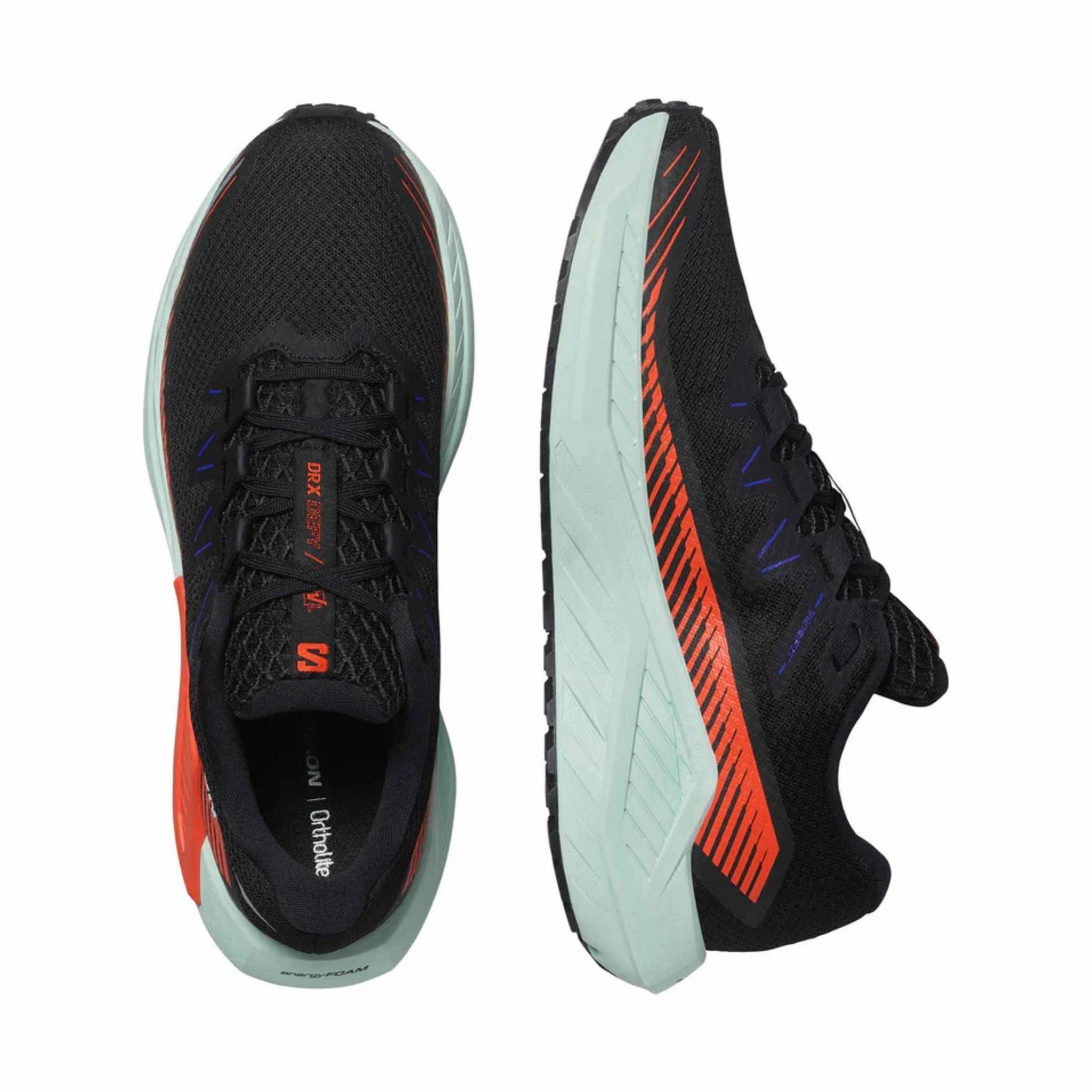 Adaptive Flex Technology Effortless Entry Salomon Men's DRX DEFY GRVL Road Running Shoes - Black/Cherry Tomato/Bay