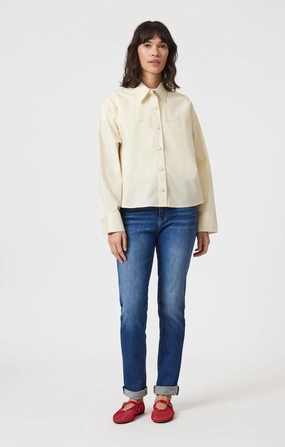 Riveted Stress Points KATHLEEN SLIM BOYFRIEND IN DARK BRUSHED FLEX BLUE