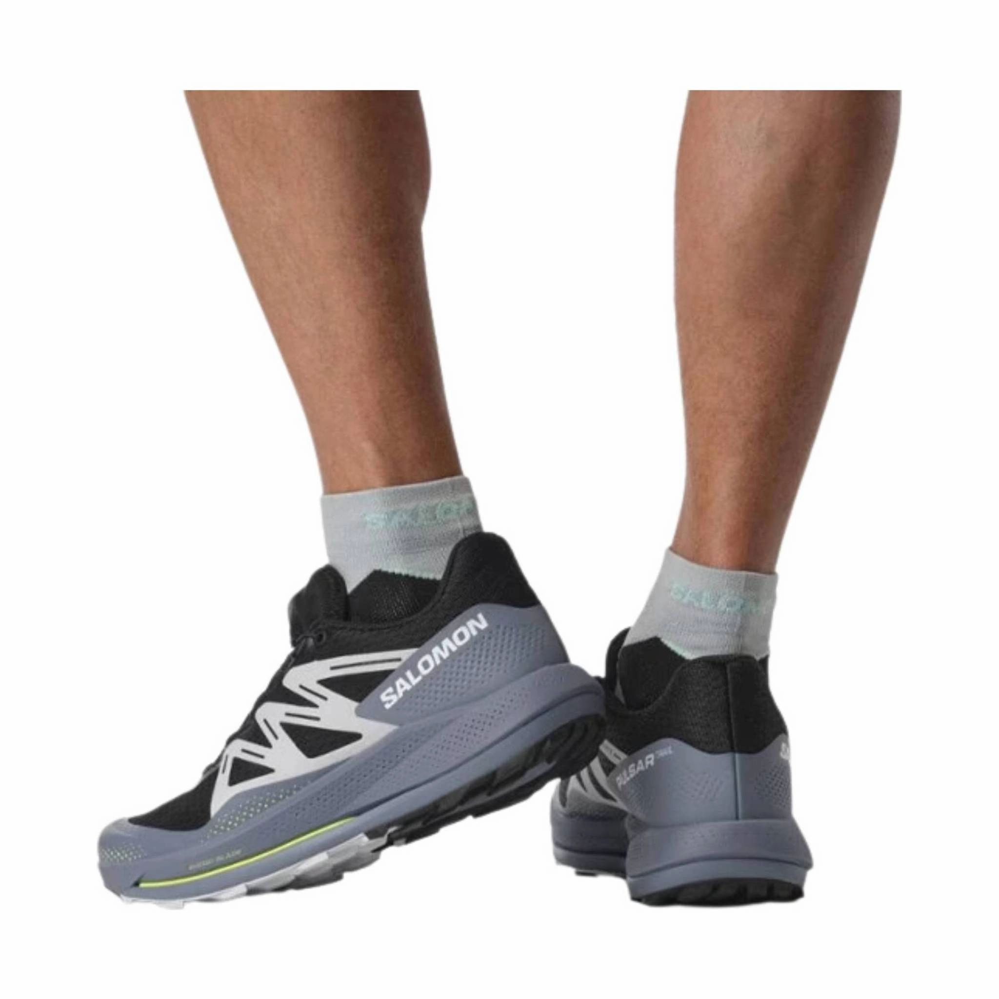 Layered silhouette Light Mesh Salomon Men's Pulsar Trail Running Shoes - Black/China Blue/Artic Ice