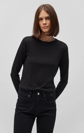 LONG SLEEVE CREW NECK T-SHIRT IN BLACK Sporty Comfort Fit