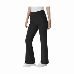 Wink Women's Renew Cargo Flare Scrub Pant - Black Non Clip