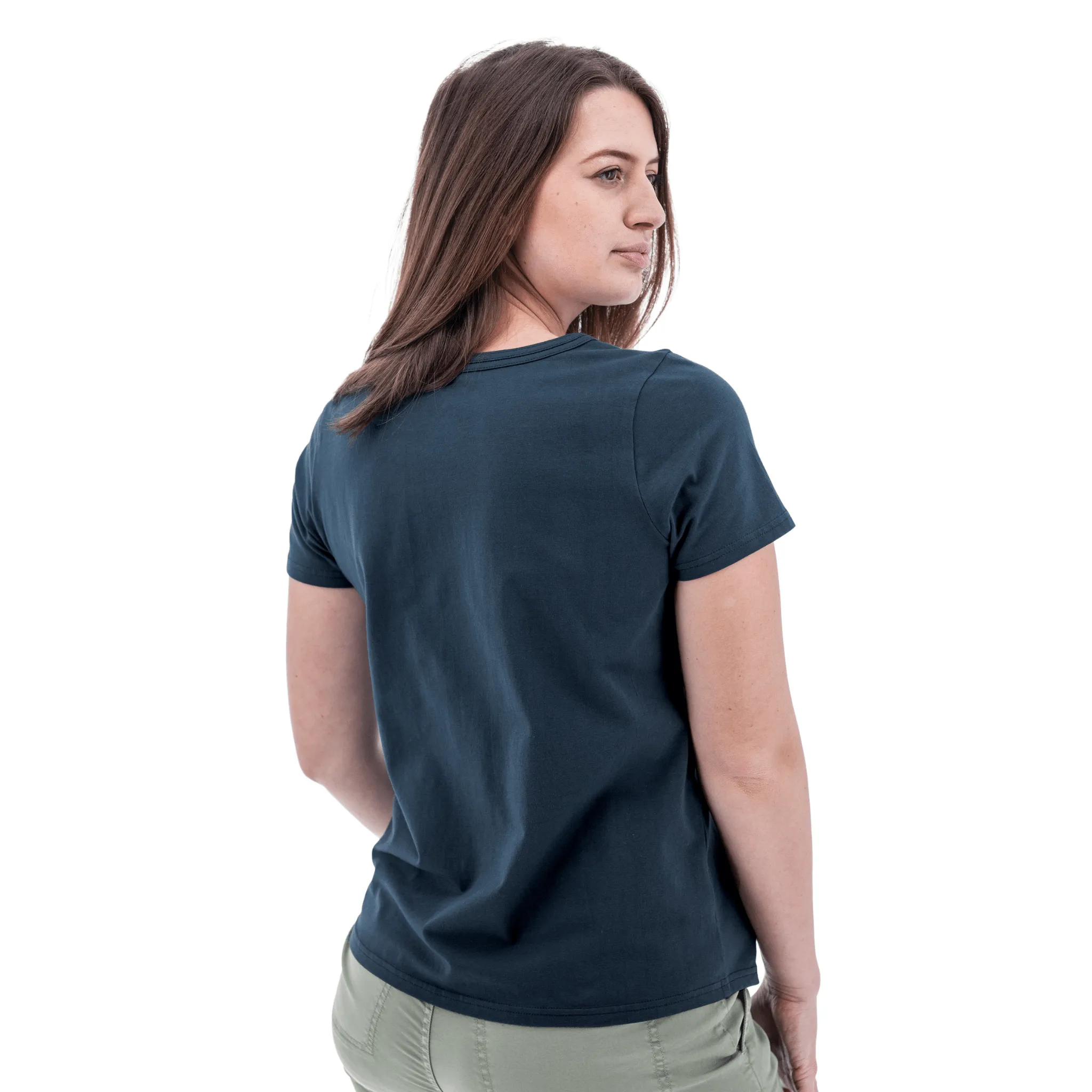 MoistureWicking Technology Old Ranch Women's Basis Organic Cotton Tee - Midnight Navy