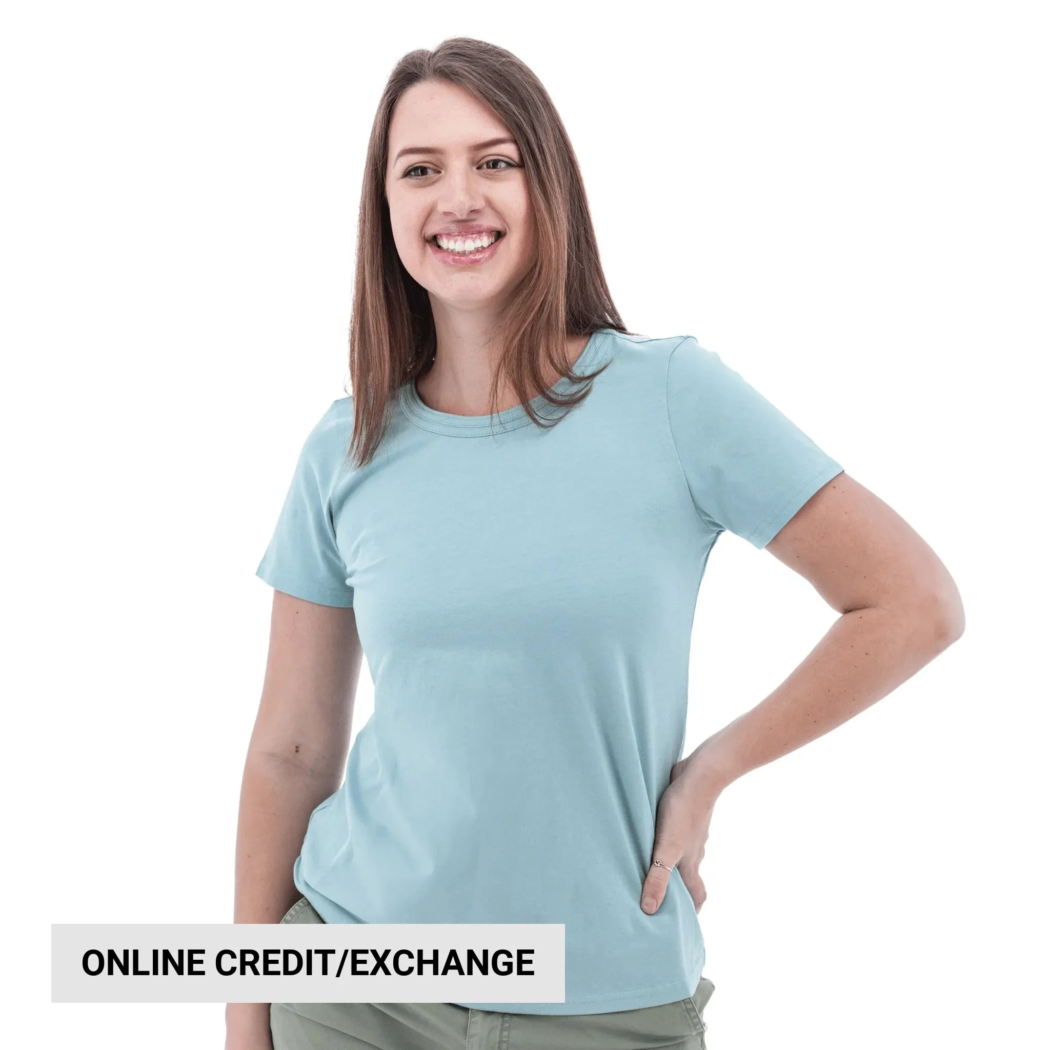 Old Ranch Women's Basis Organic Cotton Tee - Tourmaline HighNeckCut