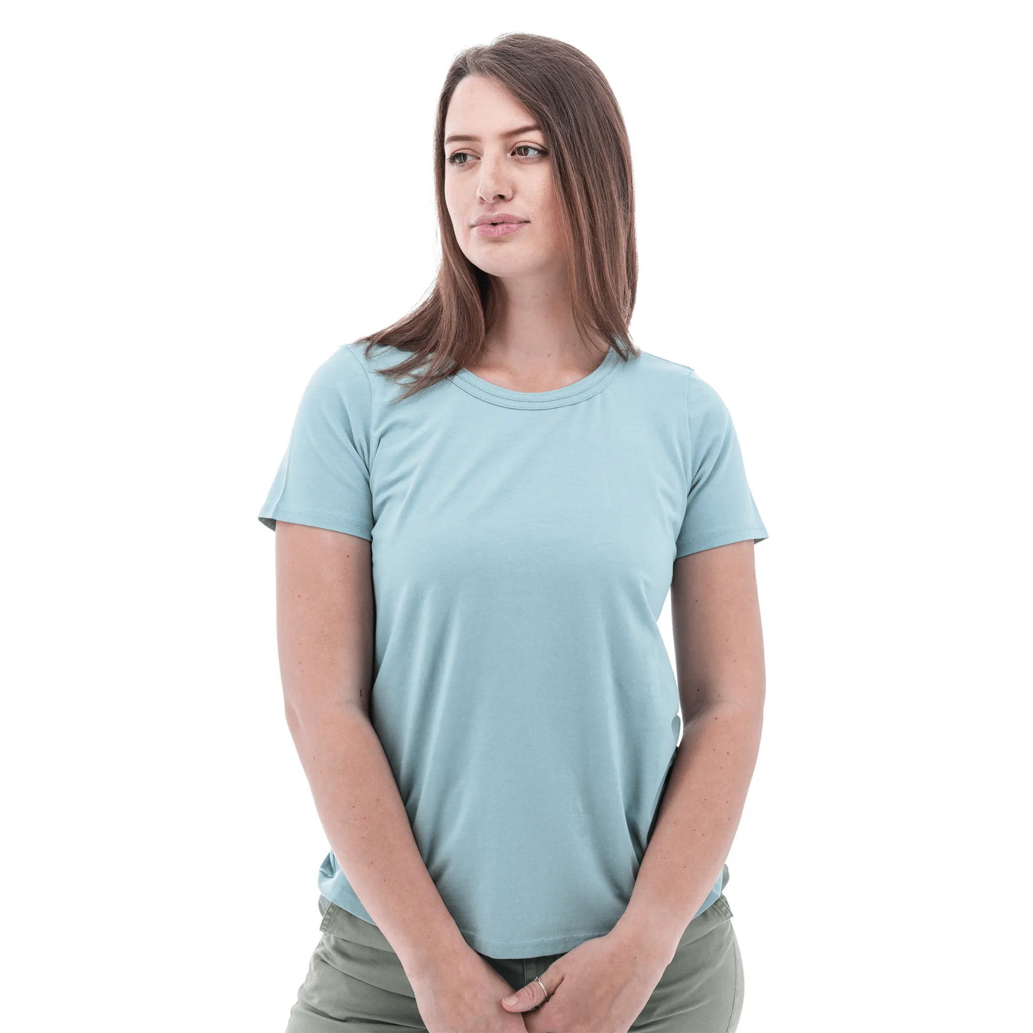 Old Ranch Women's Basis Organic Cotton Tee - Tourmaline Reflective accents Summer Style