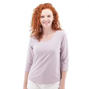 DoubleLayeredShoulders Old Ranch Women's Magnolia 25 Organic Three Quarter Sleeve Top - Iris