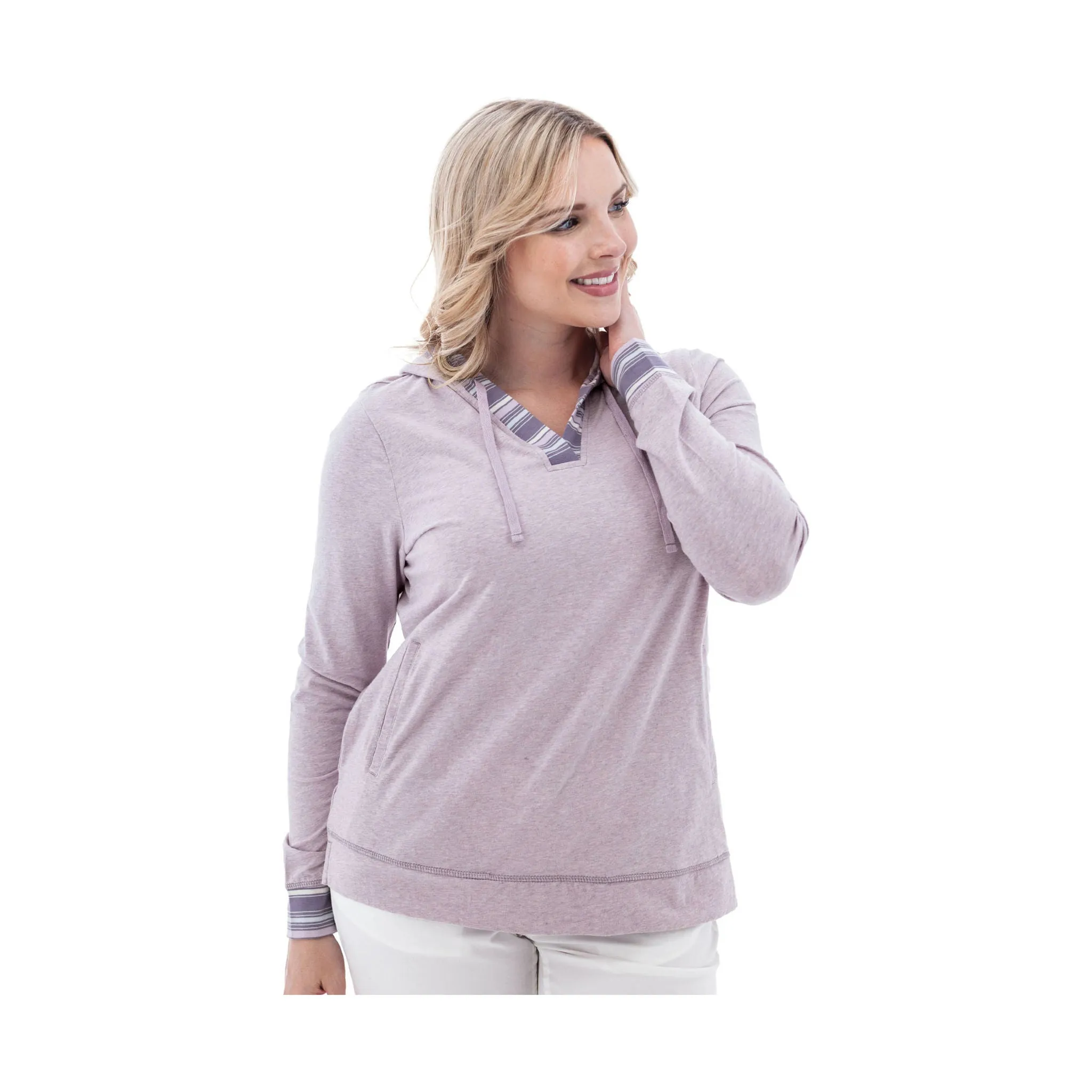 Old Ranch Women's Marlee Organic Lightweight Hoodie - Iris product party ready excitement