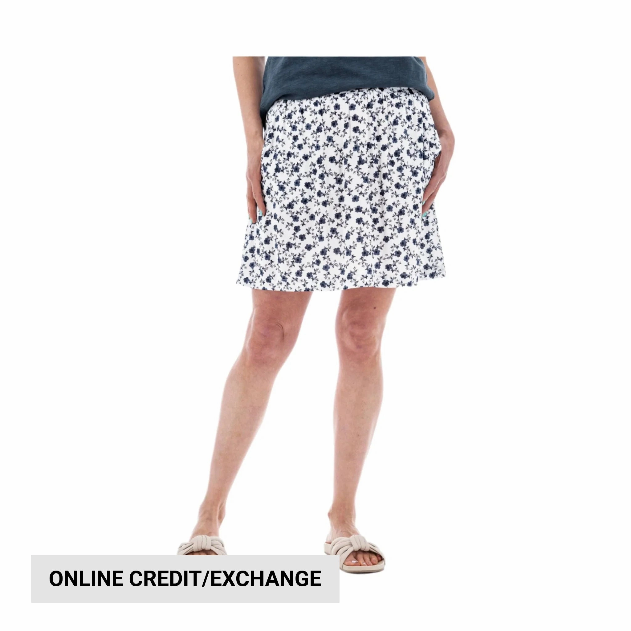 Old Ranch Women's Fleur Pull On Print Skirt - White Elevated Casual