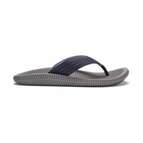 Olukai Men's Ulele Flip Flop - Blue Depth / Charcoal Quick Dry Shoes