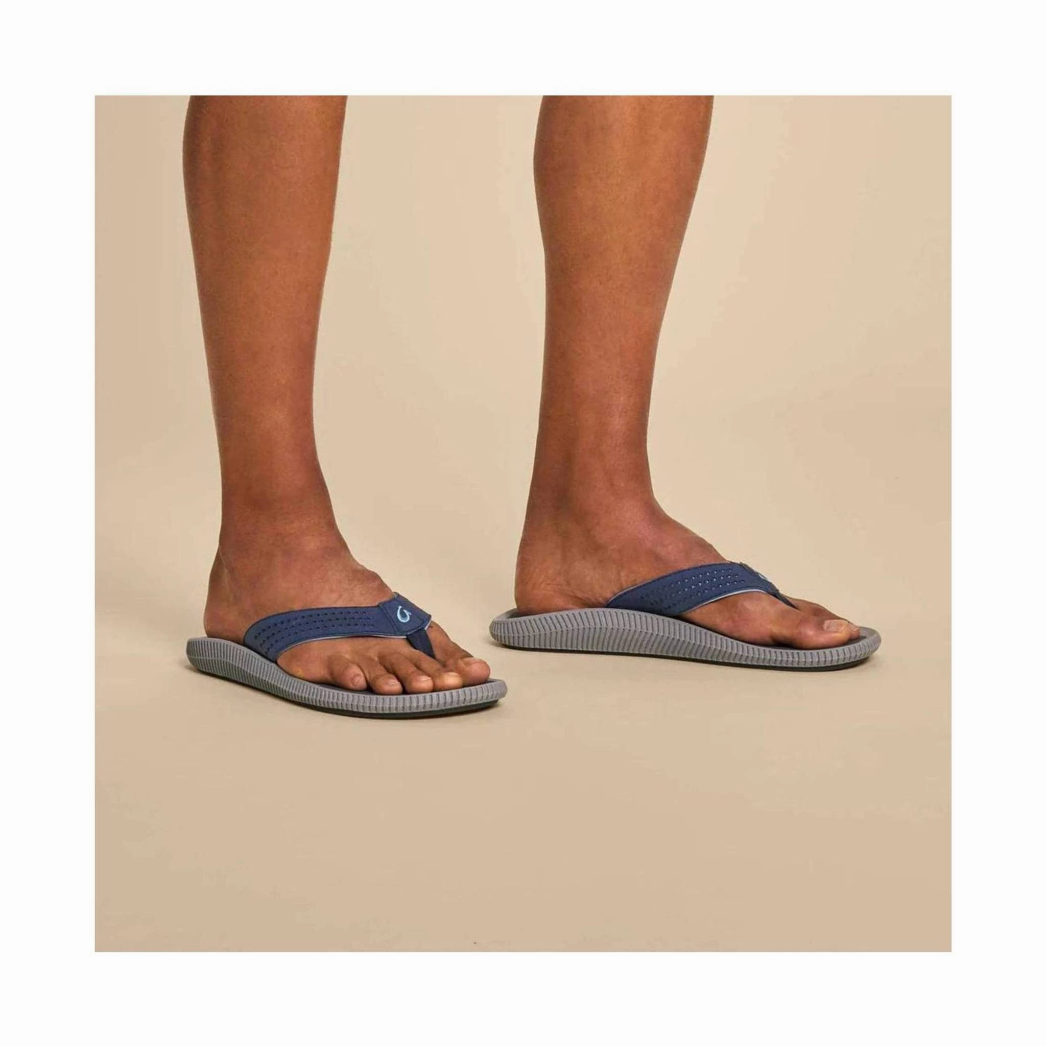 Olukai Men's Ulele Flip Flop - Blue Depth / Charcoal Supportive Walk