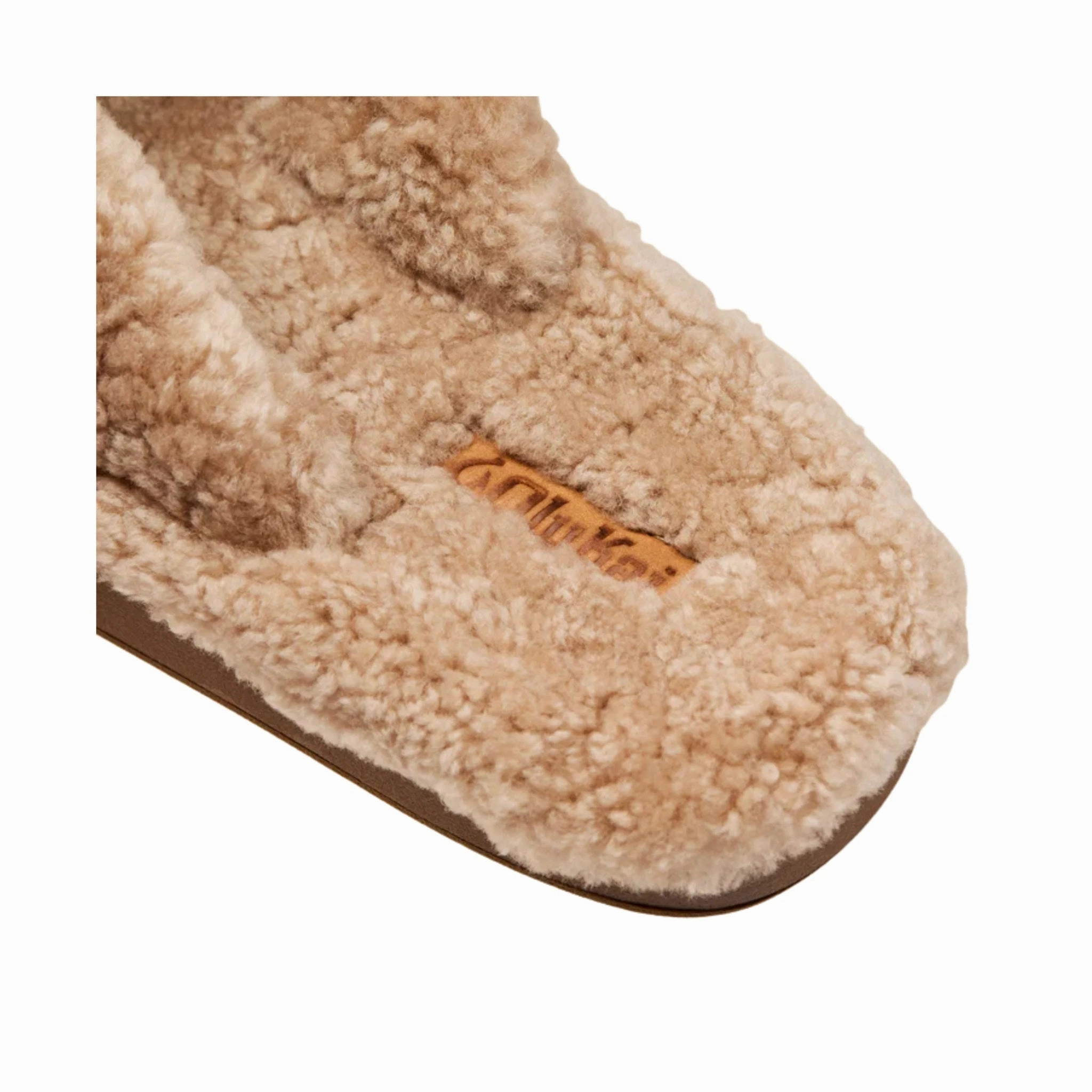 Olukai Women's Kipea Heu Fuzzy Slipper Sandals - Tan Date Soft Shiny Gem