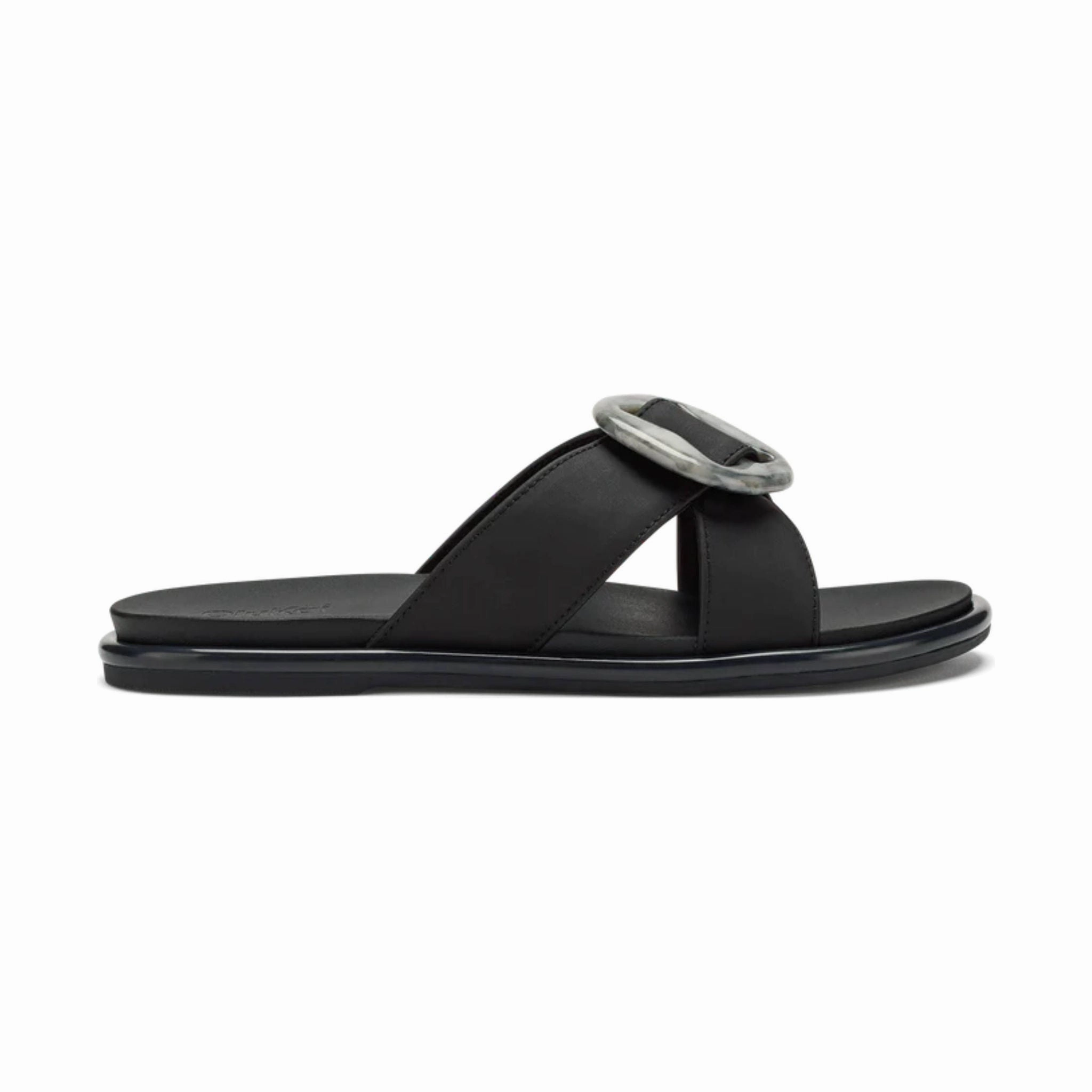 OluKai Women's La`i Slide Sandals - Lava Rock Stylish Summer Shoes UV Resistant Webbing