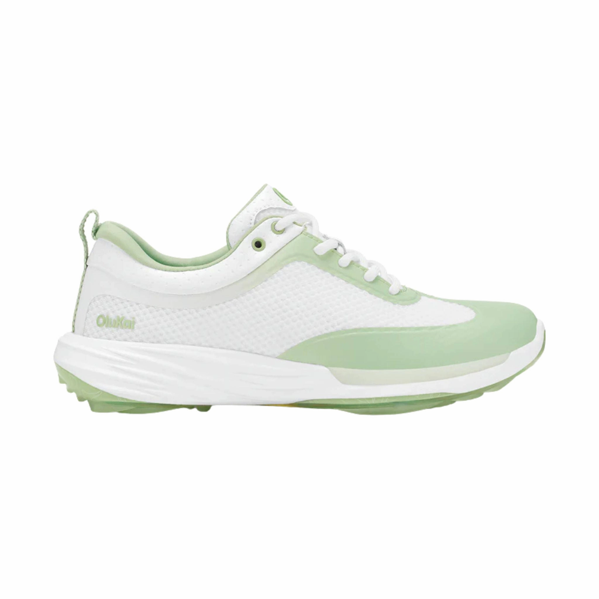 Olukai Women's Makena Golf Shoes - Bright White/Mint TPU sole