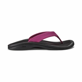 Daily Casual OluKai Women's Ohana Sandals - Orchid Flower/Black