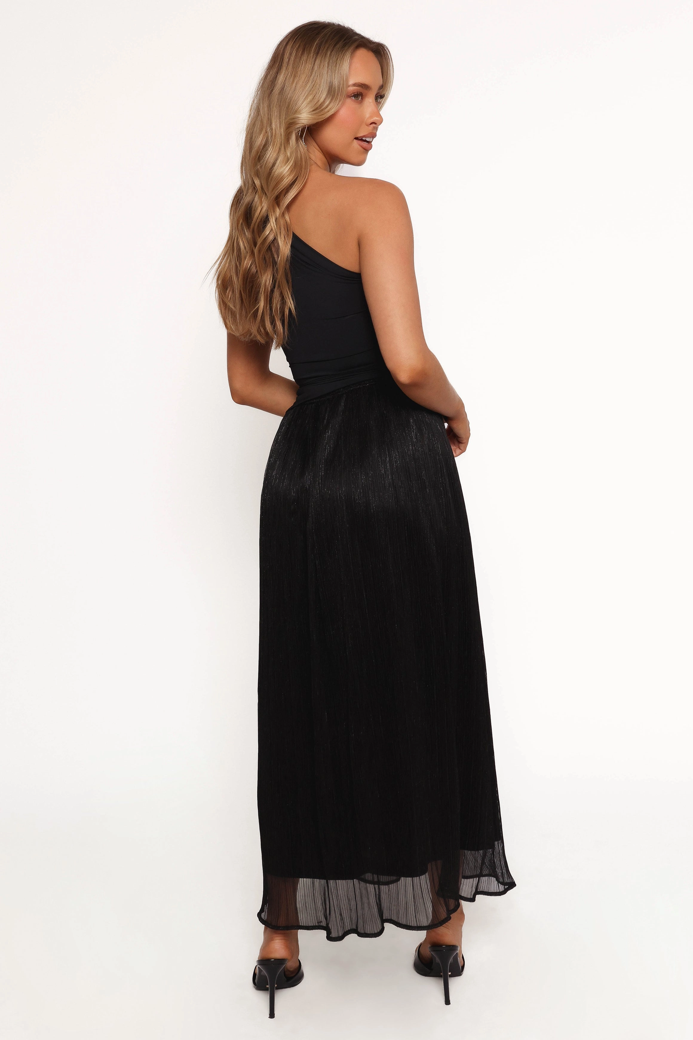 Tricia Maxi Skirt - Black Shirred Back