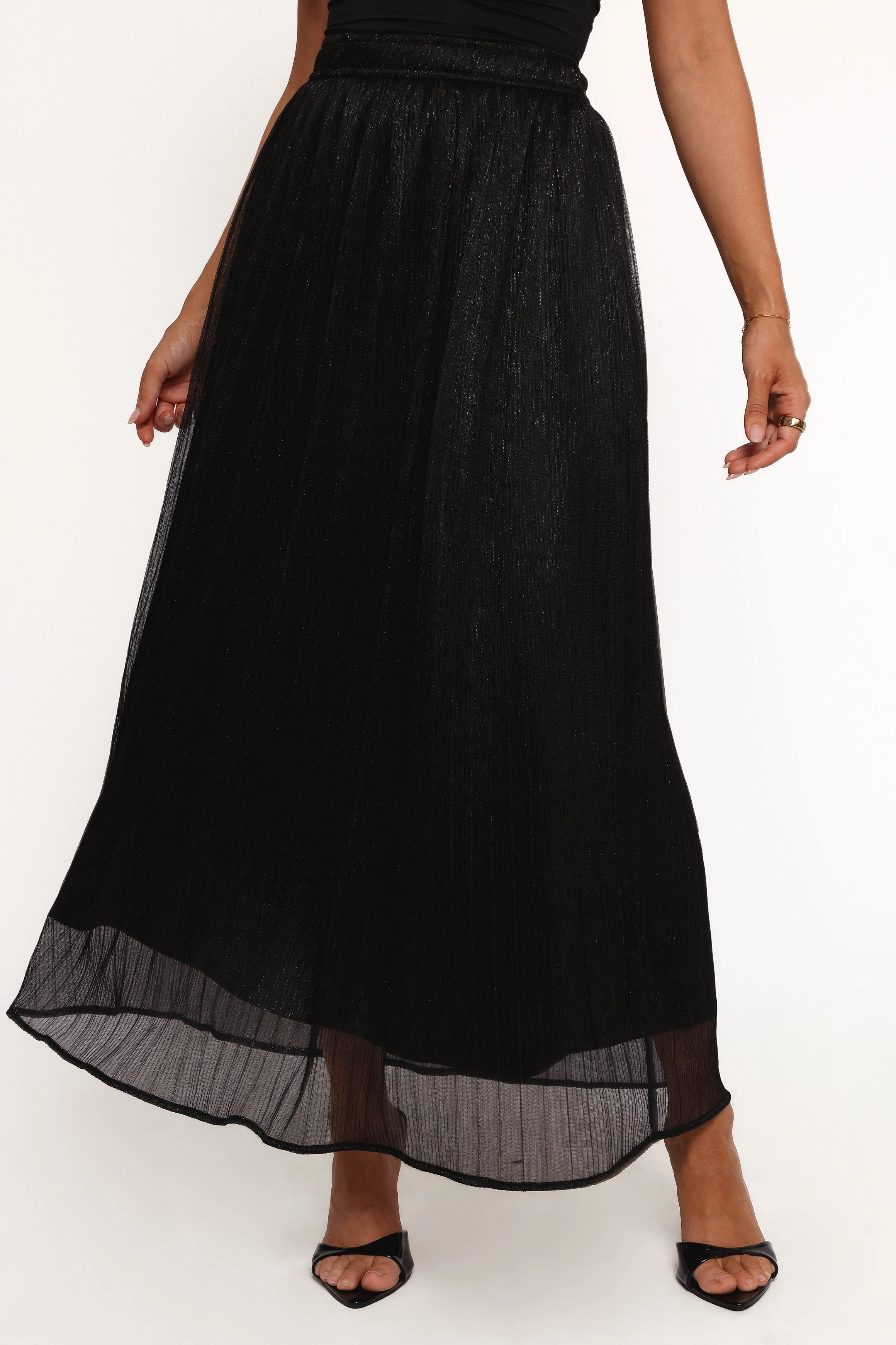 Machine wash safe Stretch Waist Tricia Maxi Skirt - Black