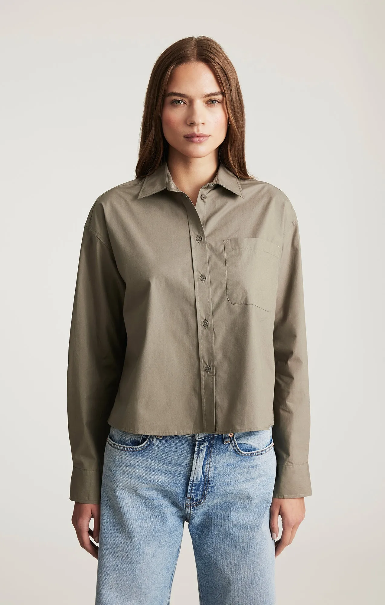 ONE POCKET BUTTON-UP SHIRT IN KHAKI Unisex Option birthday party
