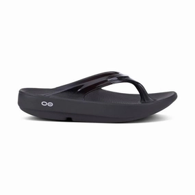 OOfos Women's OOlala Sandals - Black Chic Footwear for Summer Contoured Heel Cup