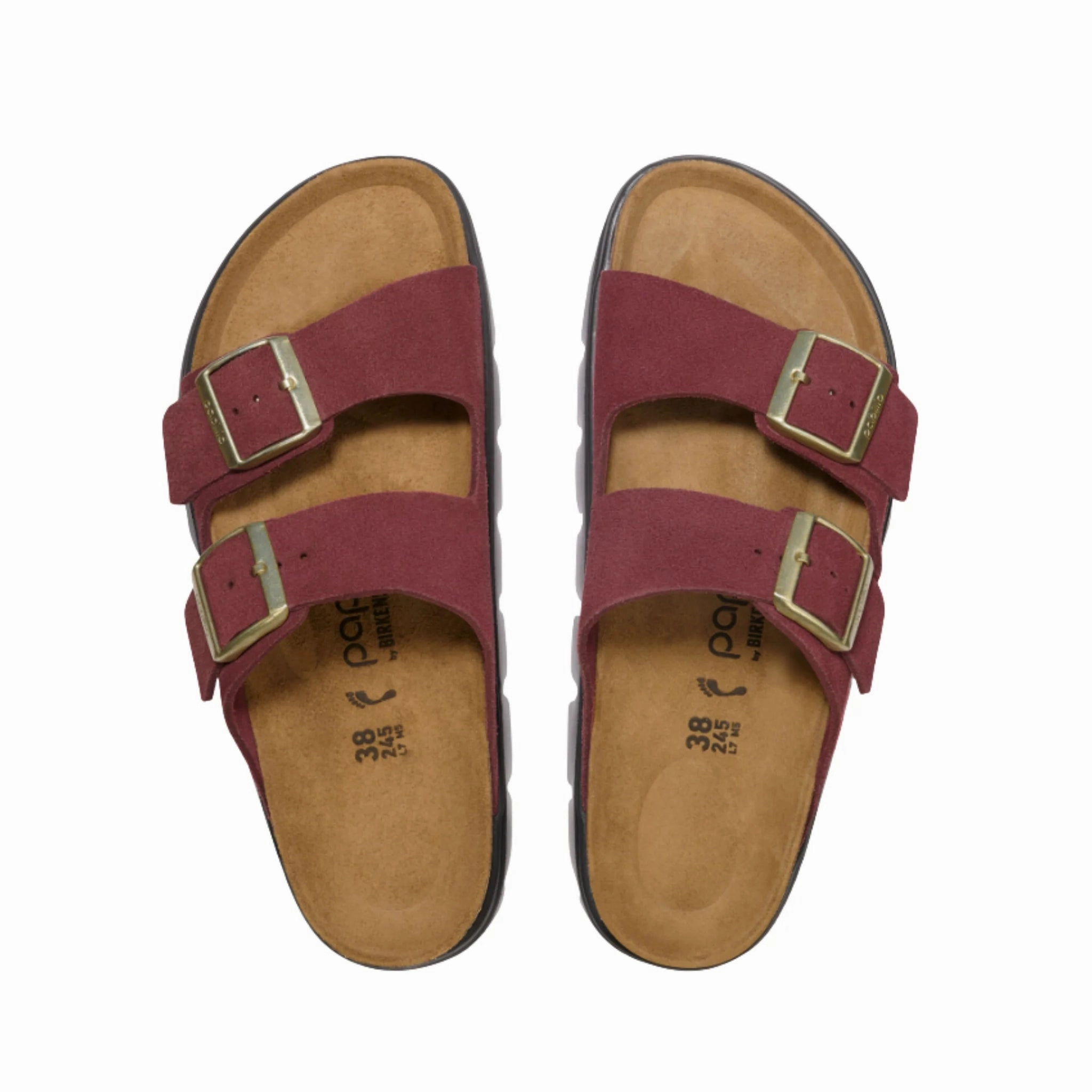 Birkenstock Papillio Arizona Chunky Sandal - Suede Leather Zinandel Flexible Motion Perfect Fit