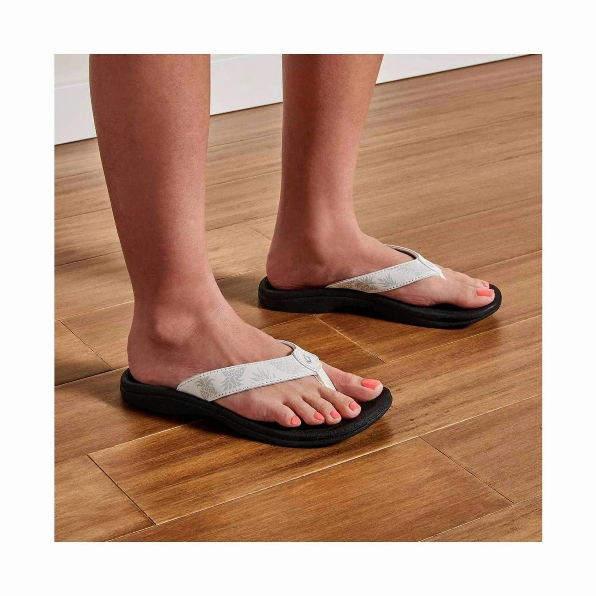 OluKai Women's Ohana Sandals - Bright White/Hua Chic Beach Shoes Comfy Vacation Sandals