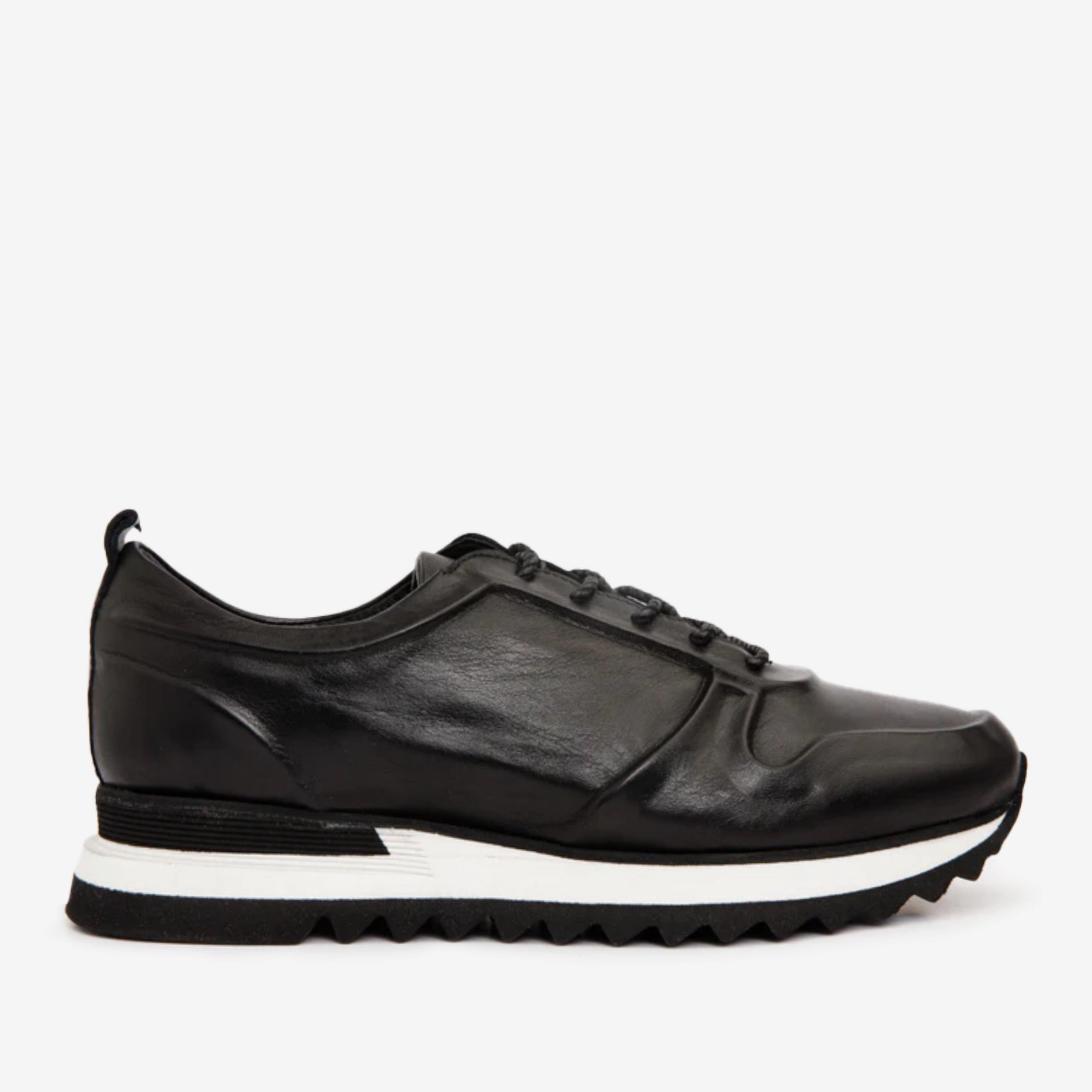 The Barnett Black Leather Men Sneaker Final Sale! Woven Upper Technology Support Gear
