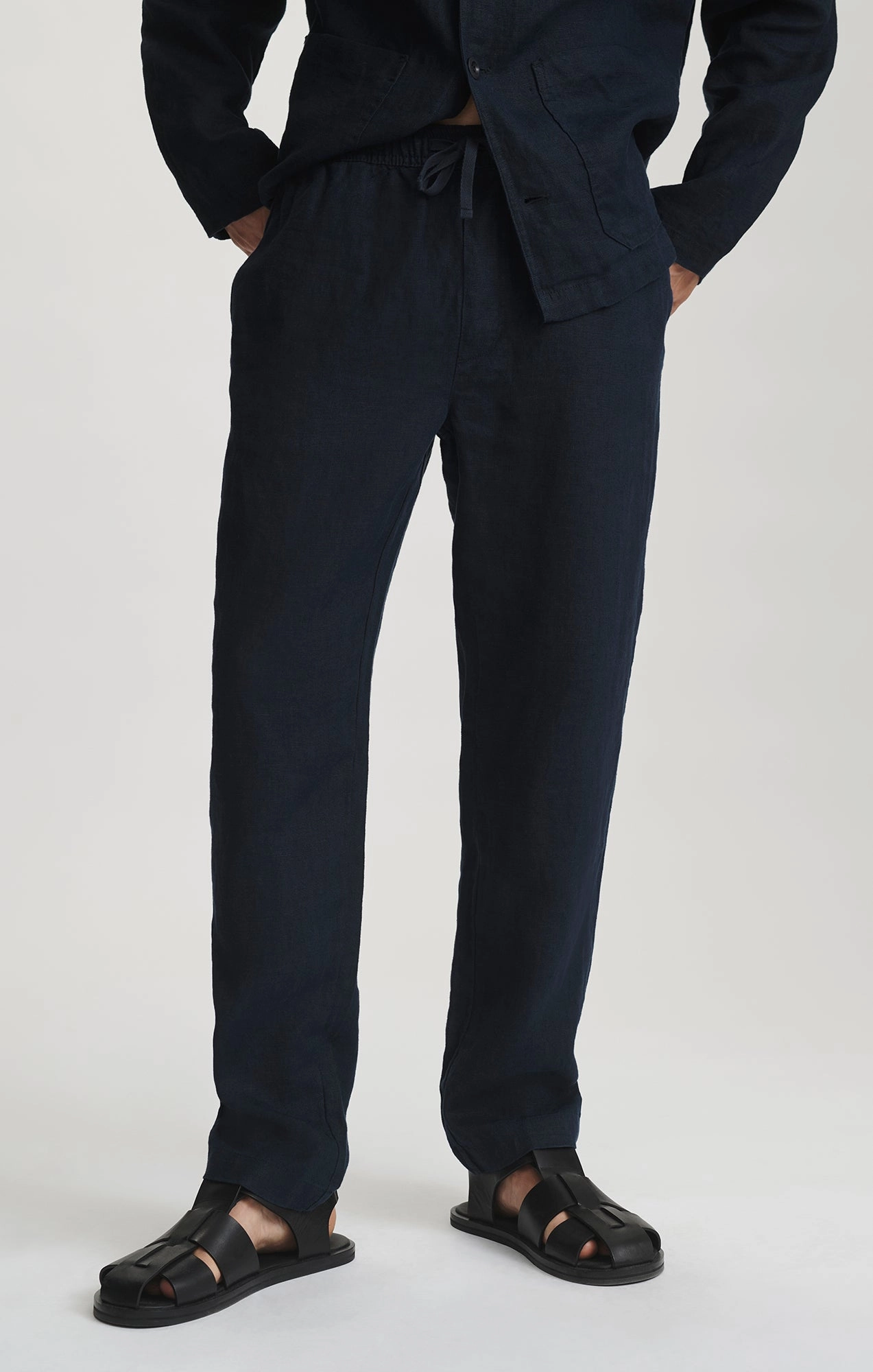 Comfortable Design DRAWSTRING PANTS IN DARK SAPPHIRE