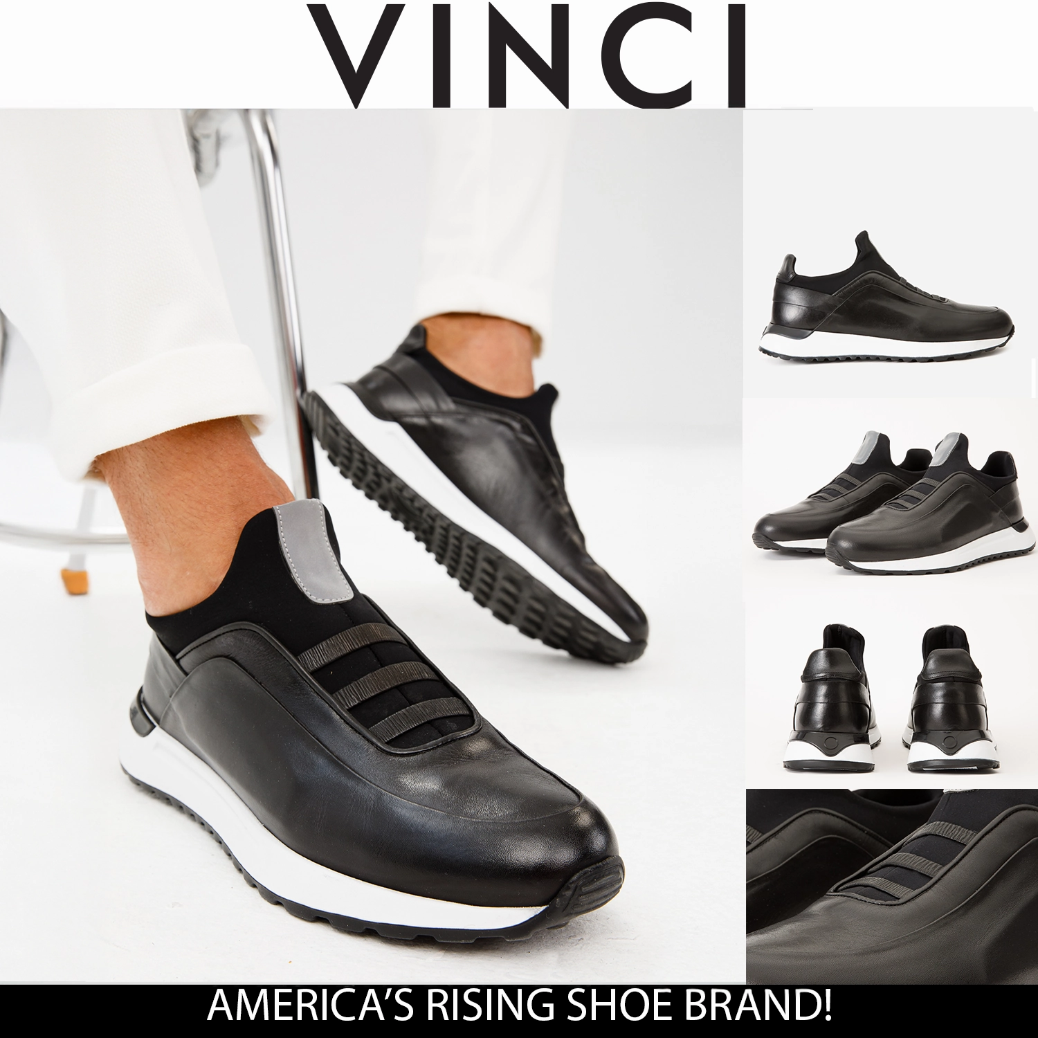 The Sonoma Black Leather Men Sneaker Busy Ready Optimal ease