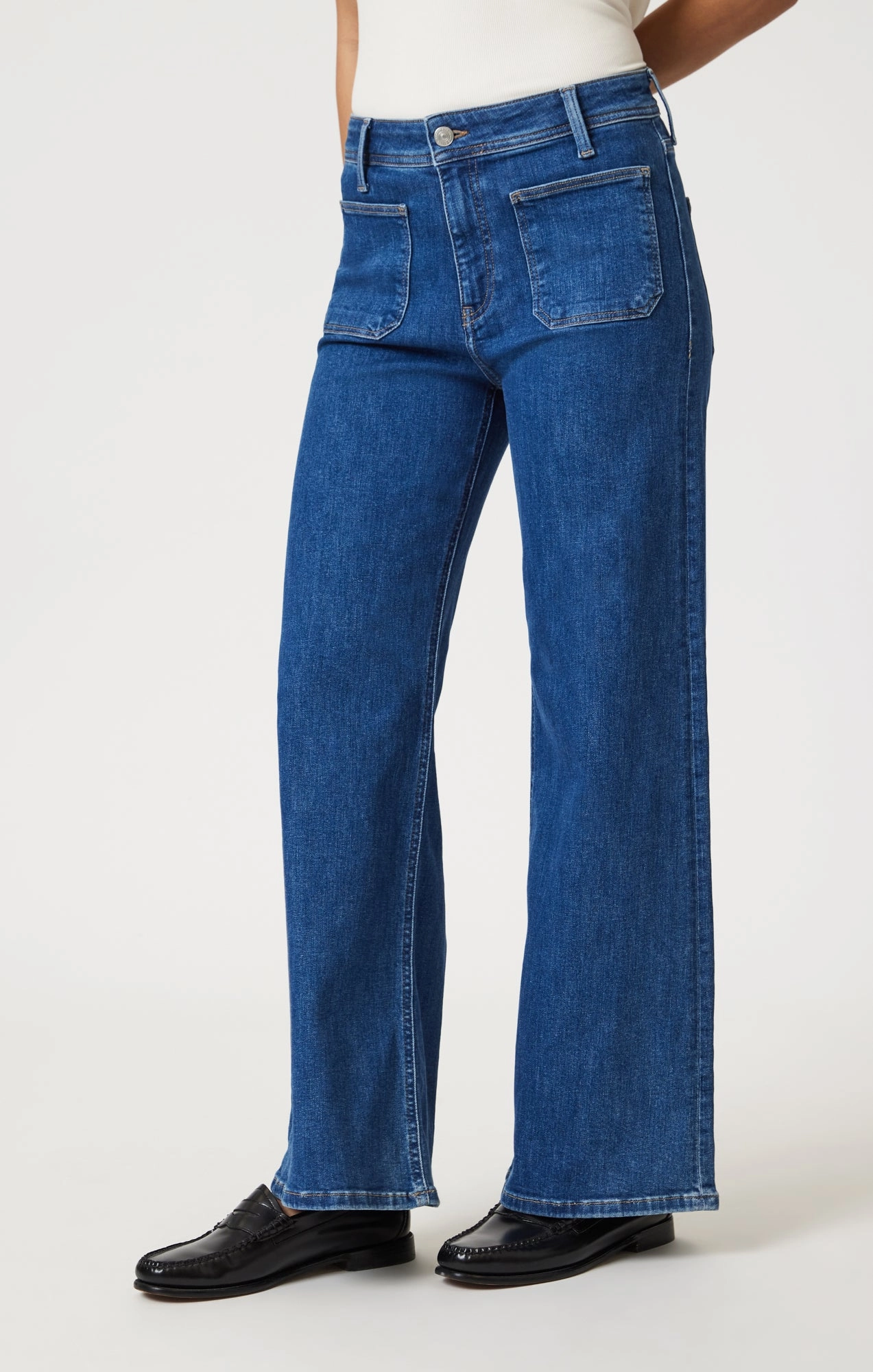 Tailored Waistband PALOMA MARINE WIDE LEG IN MID BRUSHED FLEX BLUE