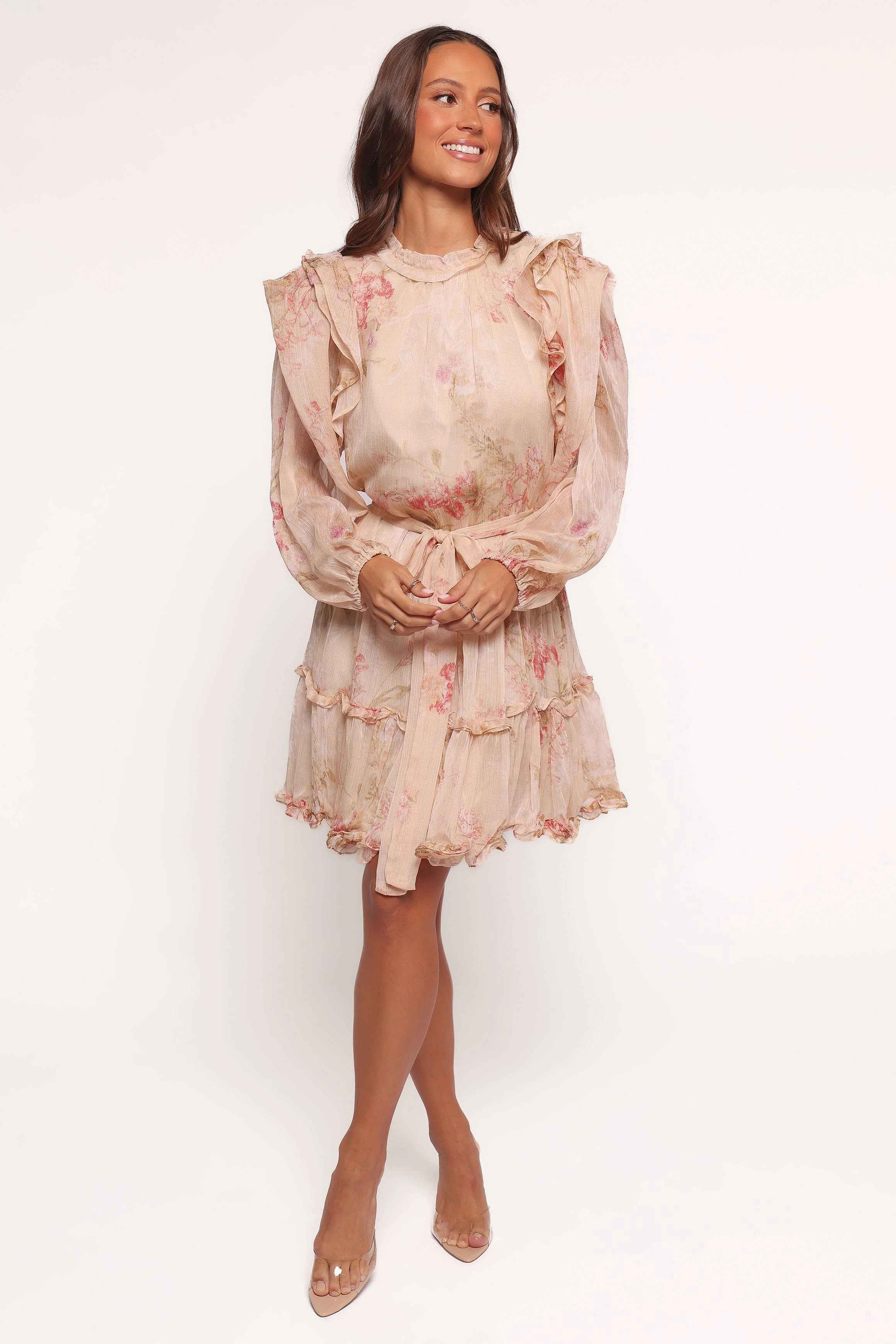 Phaedra Long Sleeve Mini Dress - Soft Rose Lace Ease Year Round
