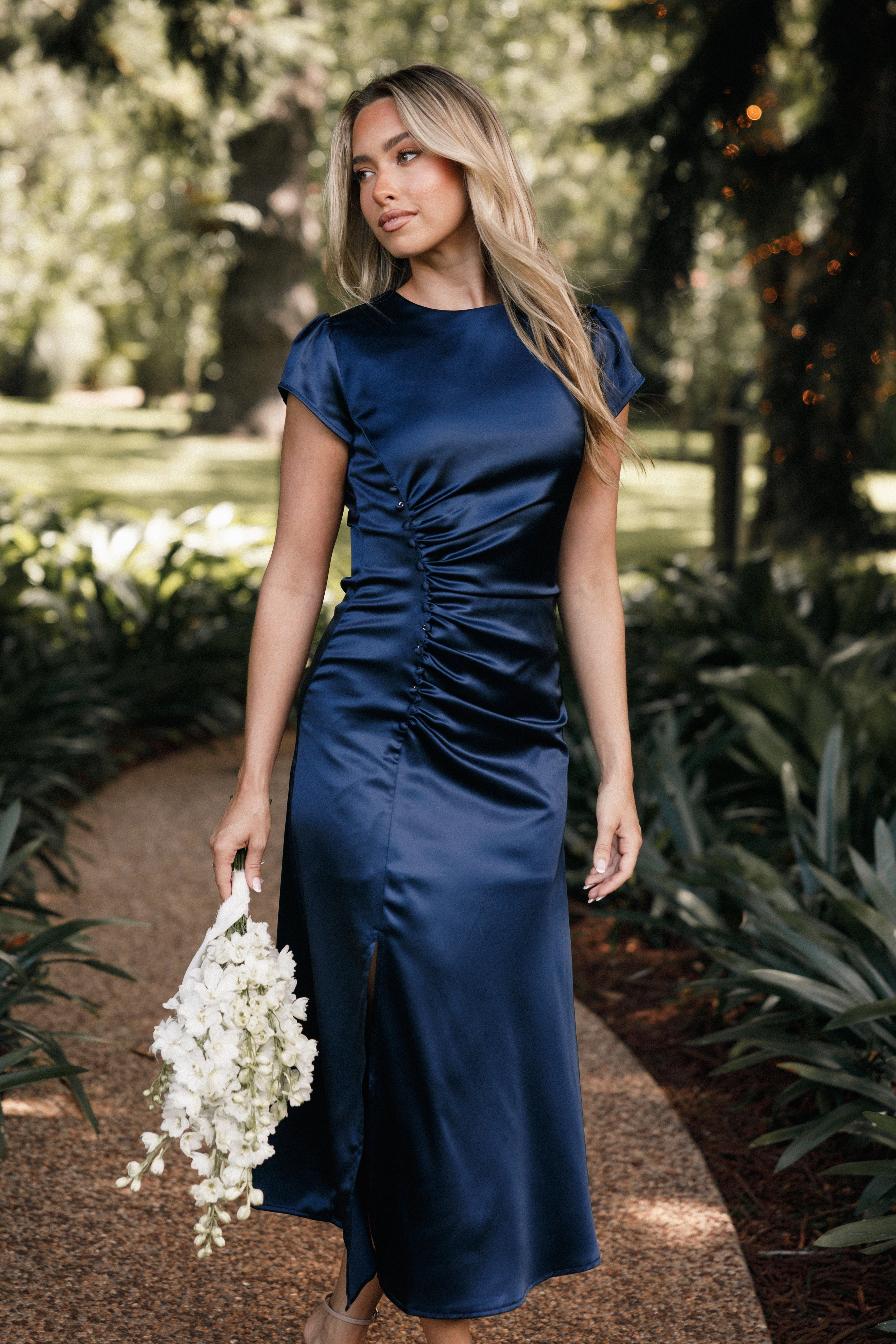 Lisbeth Midi Dress - Navy Cool Motion Editor??s-Pick