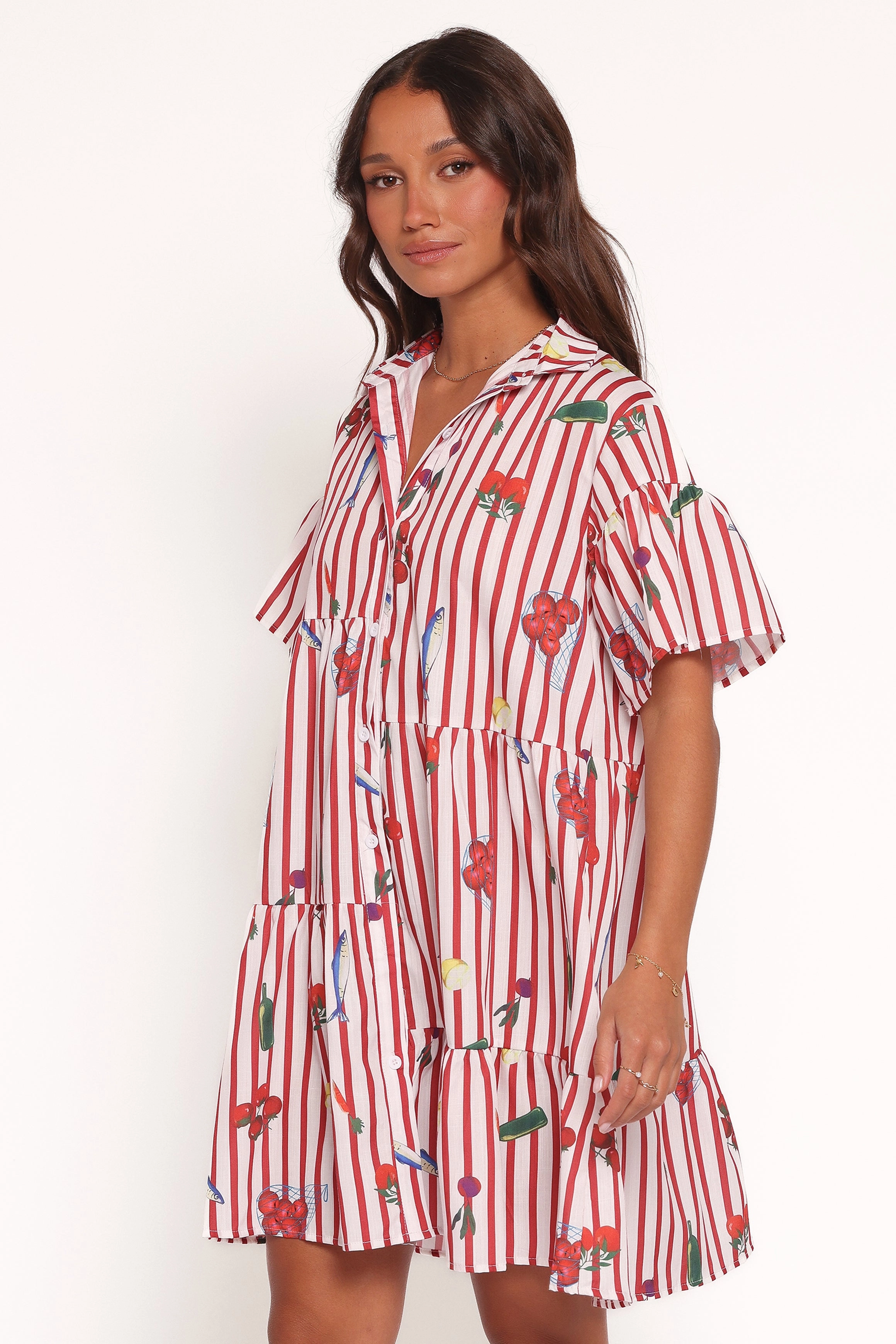 Breathable Feel Peachy Mini Dress - Red Picnic Stripe