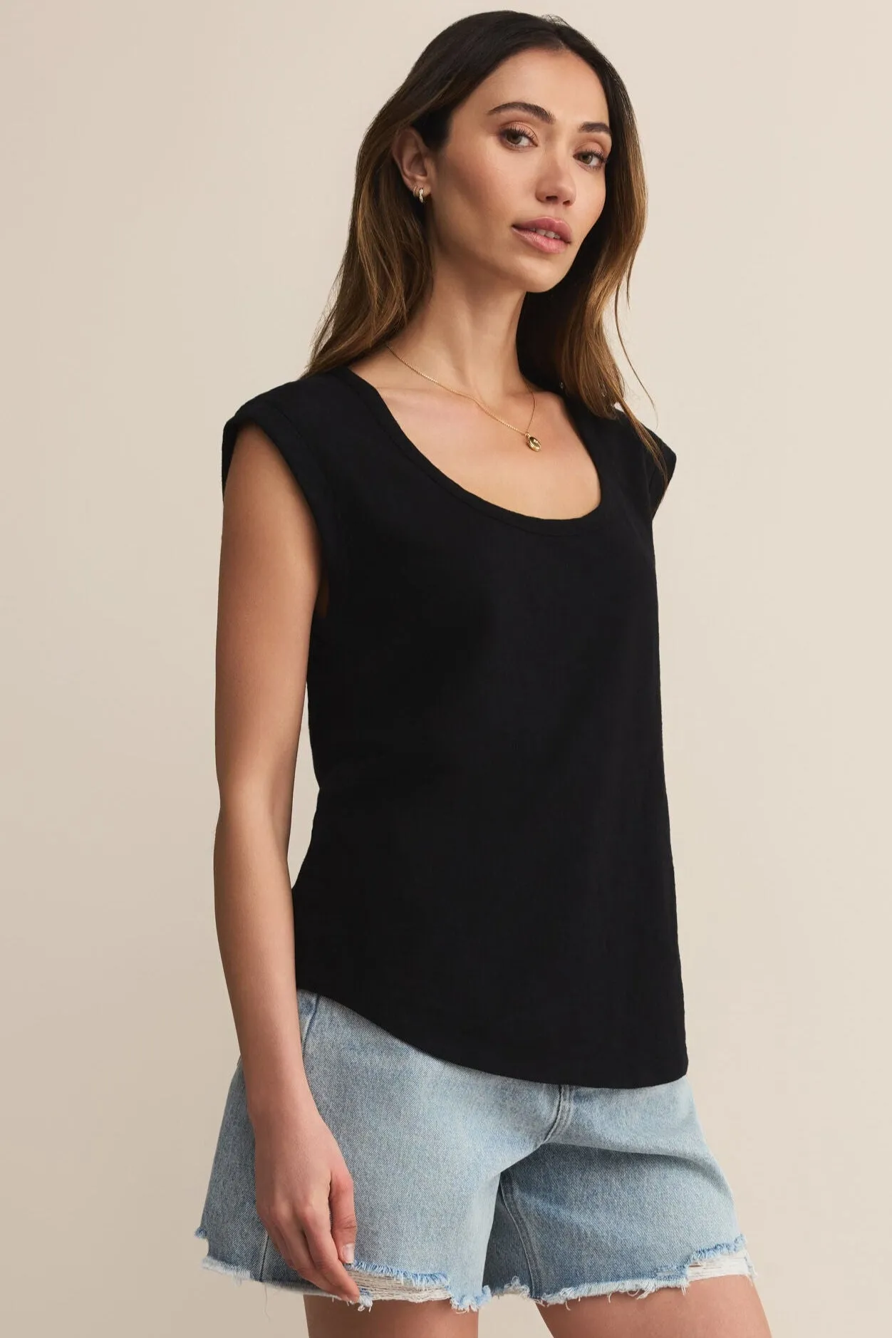 Per Diem Slub Top | Tiki, Black, White Effortless Style team wear