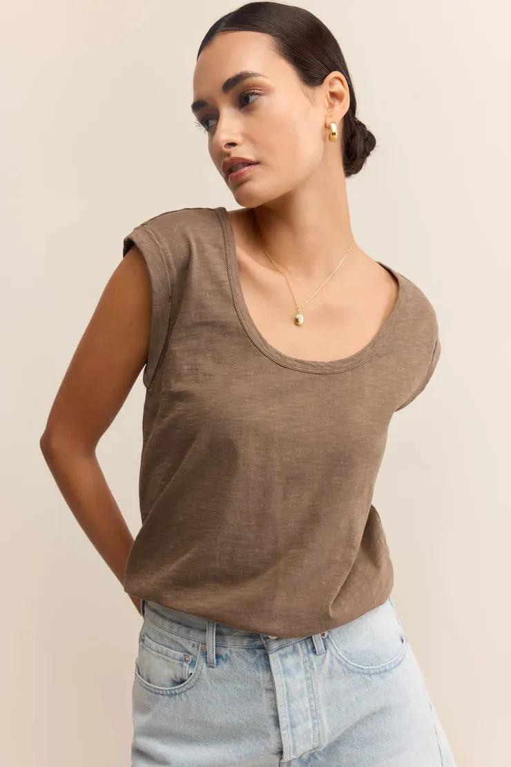 Cozy clothing Home friendly Per Diem Slub Top | Tiki, Black, White Effortless Style