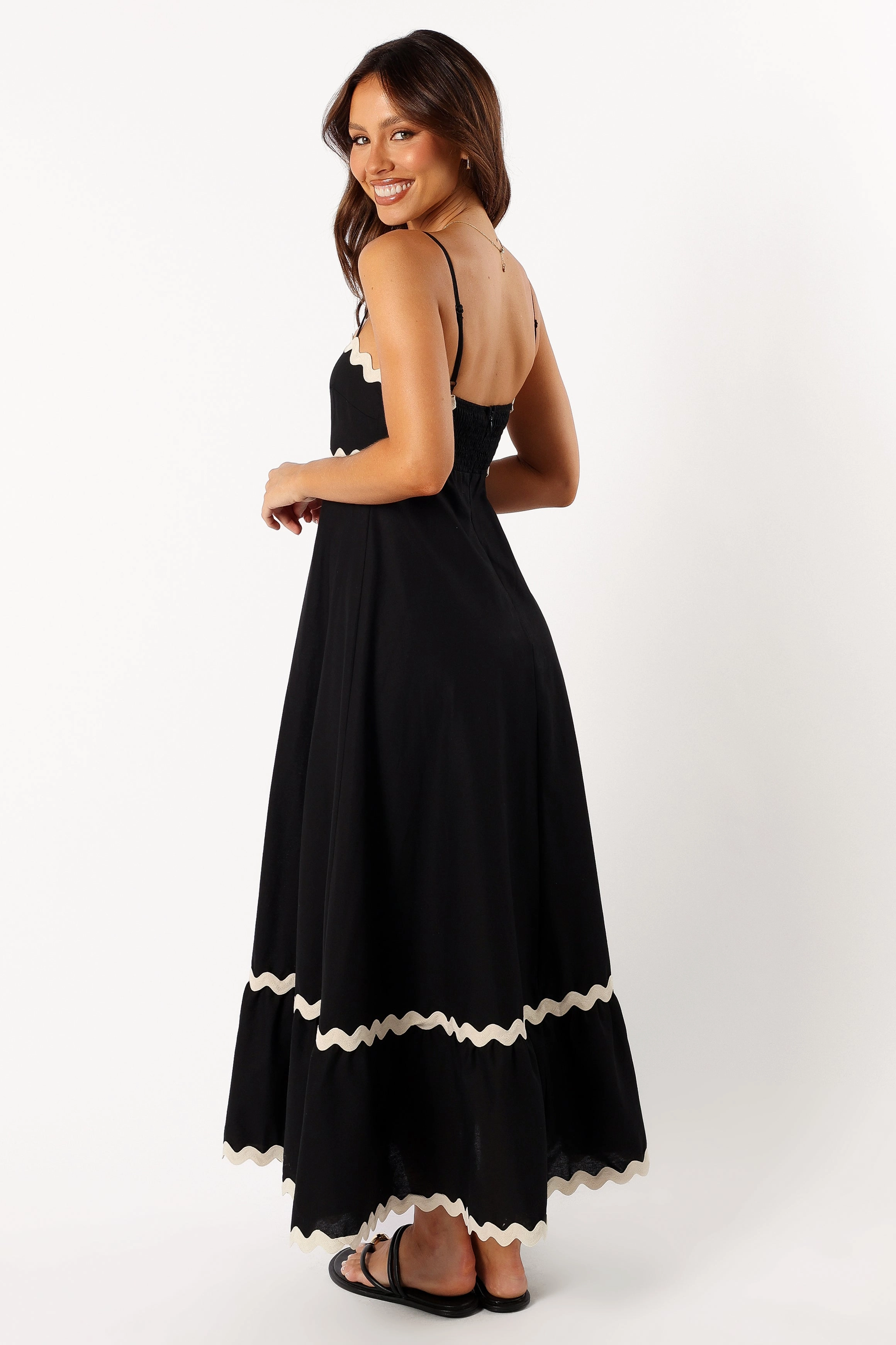 Yana Maxi Dress - Black Cream Flattering Design Social Charm