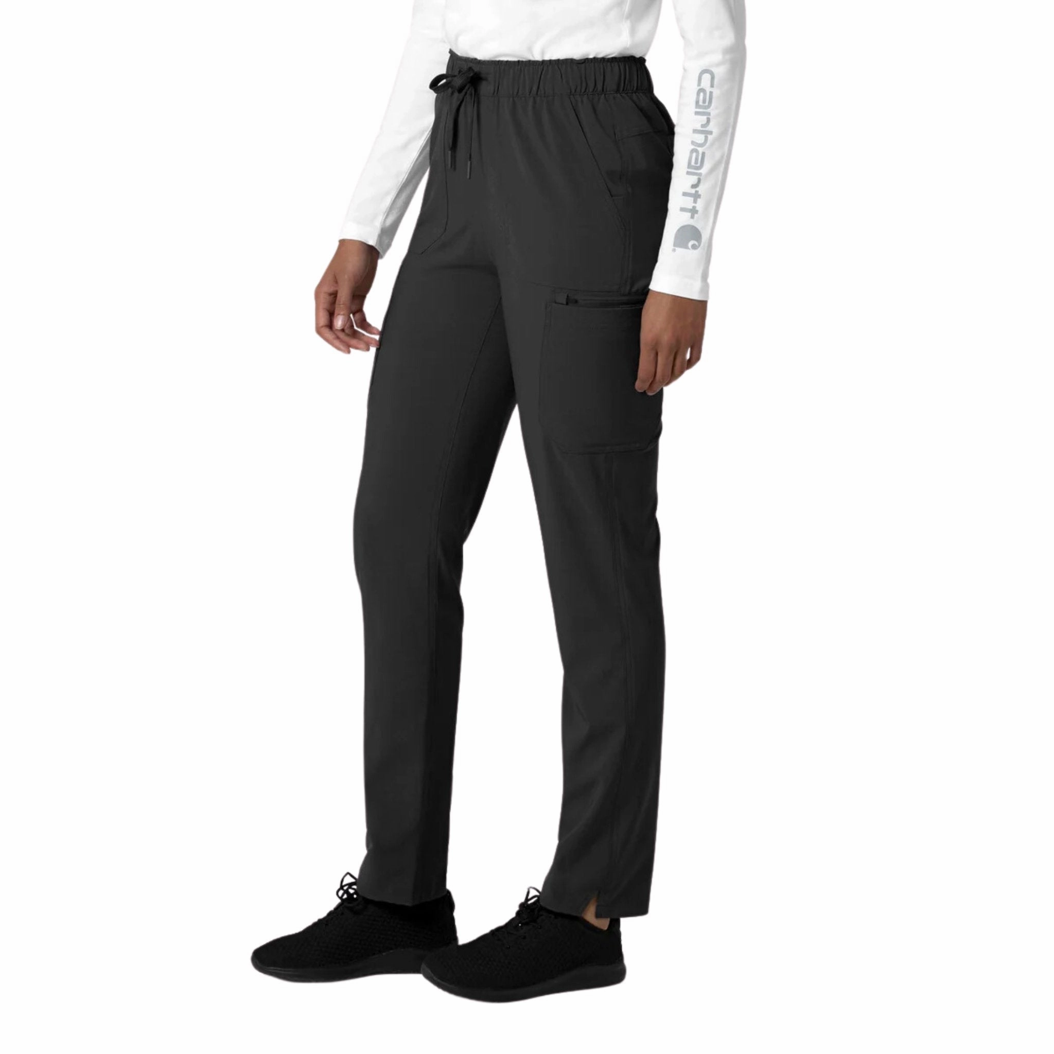 Low Bulk Material Carhartt Women's Force Cross Flex Straight Leg Cargo Scrub Pant - Black