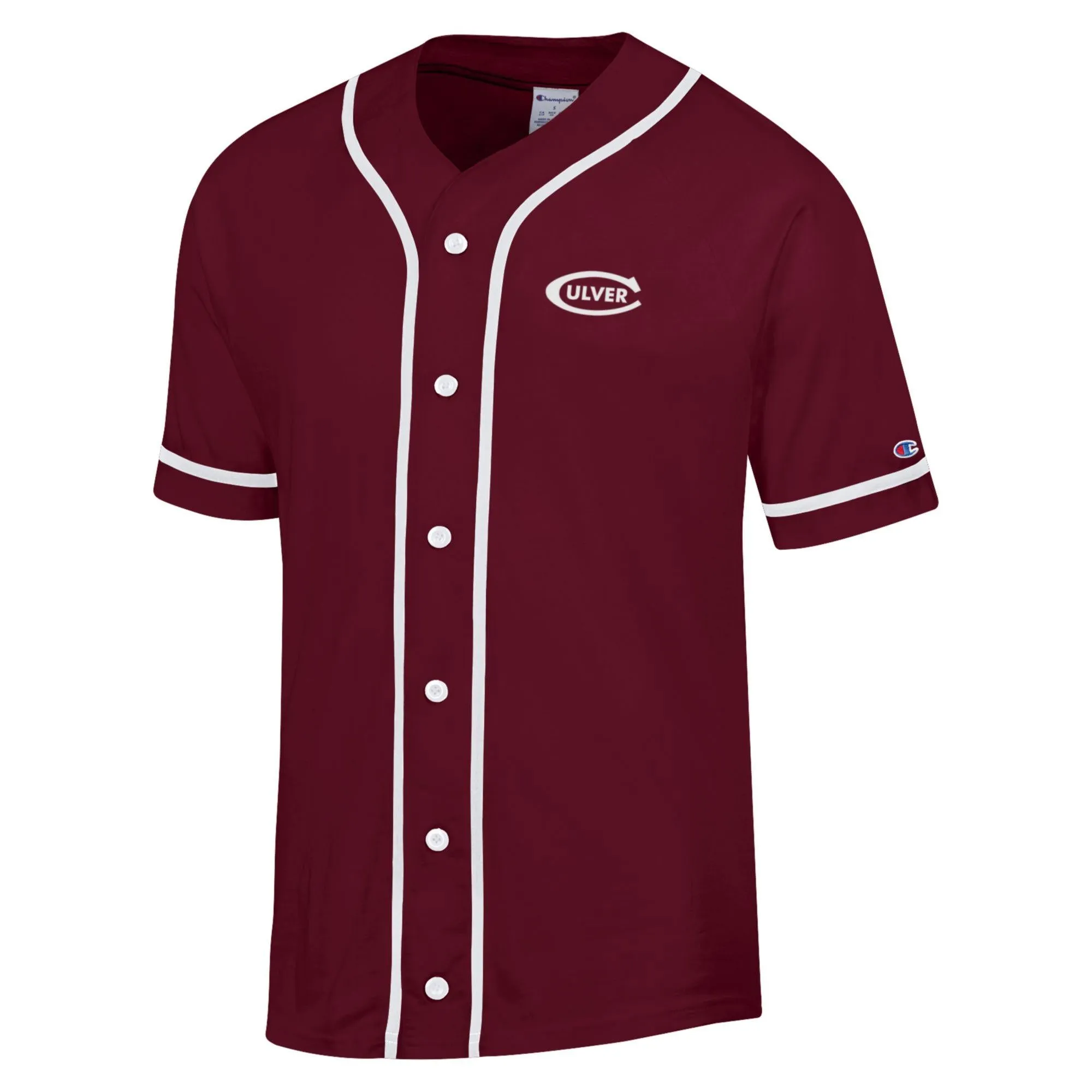 Champion Superfan Baseball Jersey Tee - Maroon / White Chilly Day Comfort