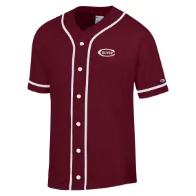 Champion Superfan Baseball Jersey Tee - Maroon / White Chilly Day Comfort